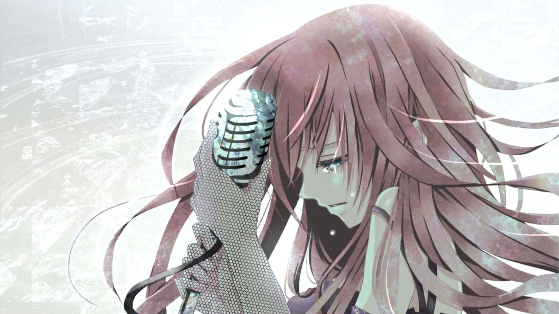 Anime Girl Megurine Luka Crying With