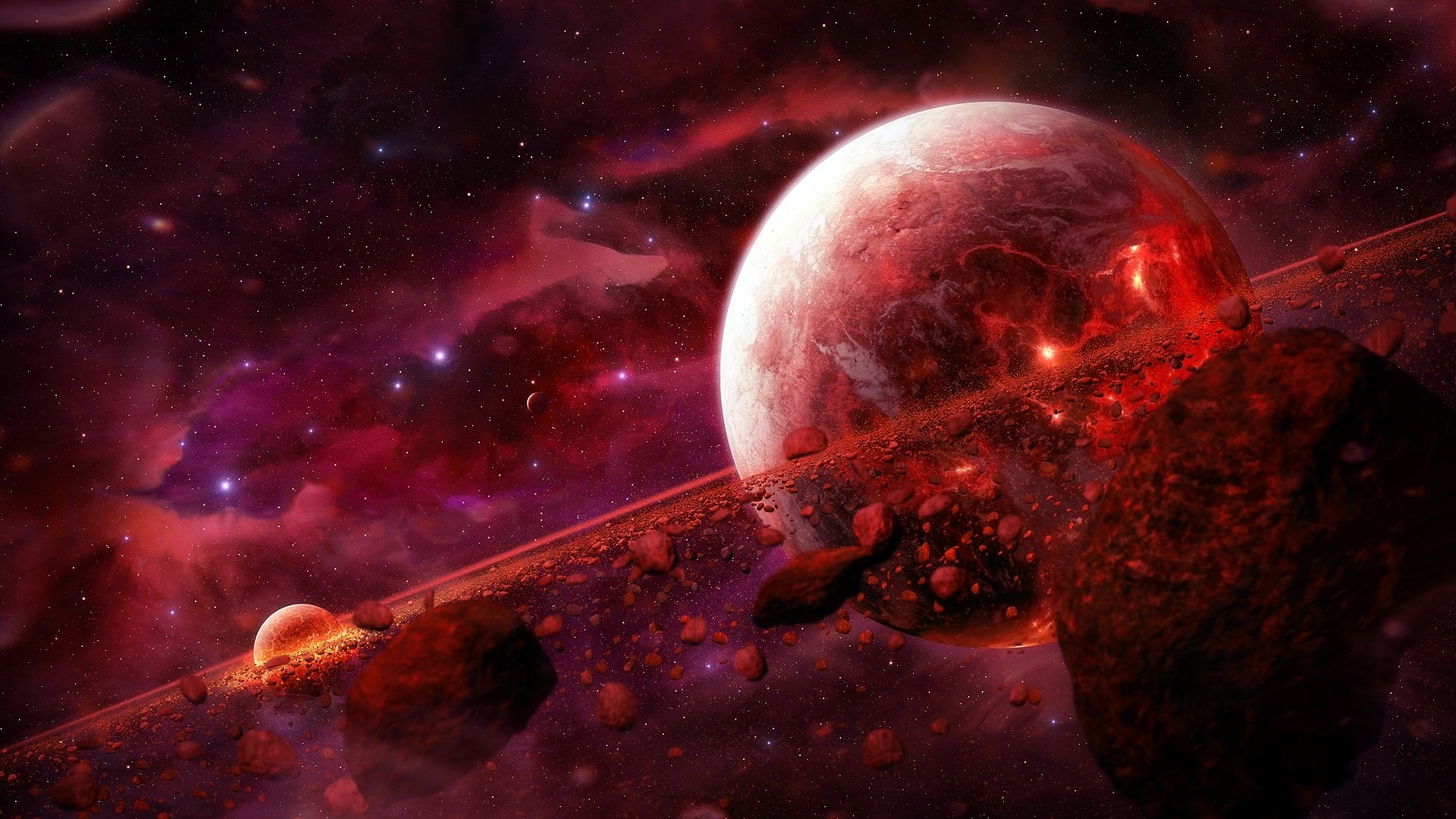 Red Nebula Planet Sci Fi HD Wallpaper