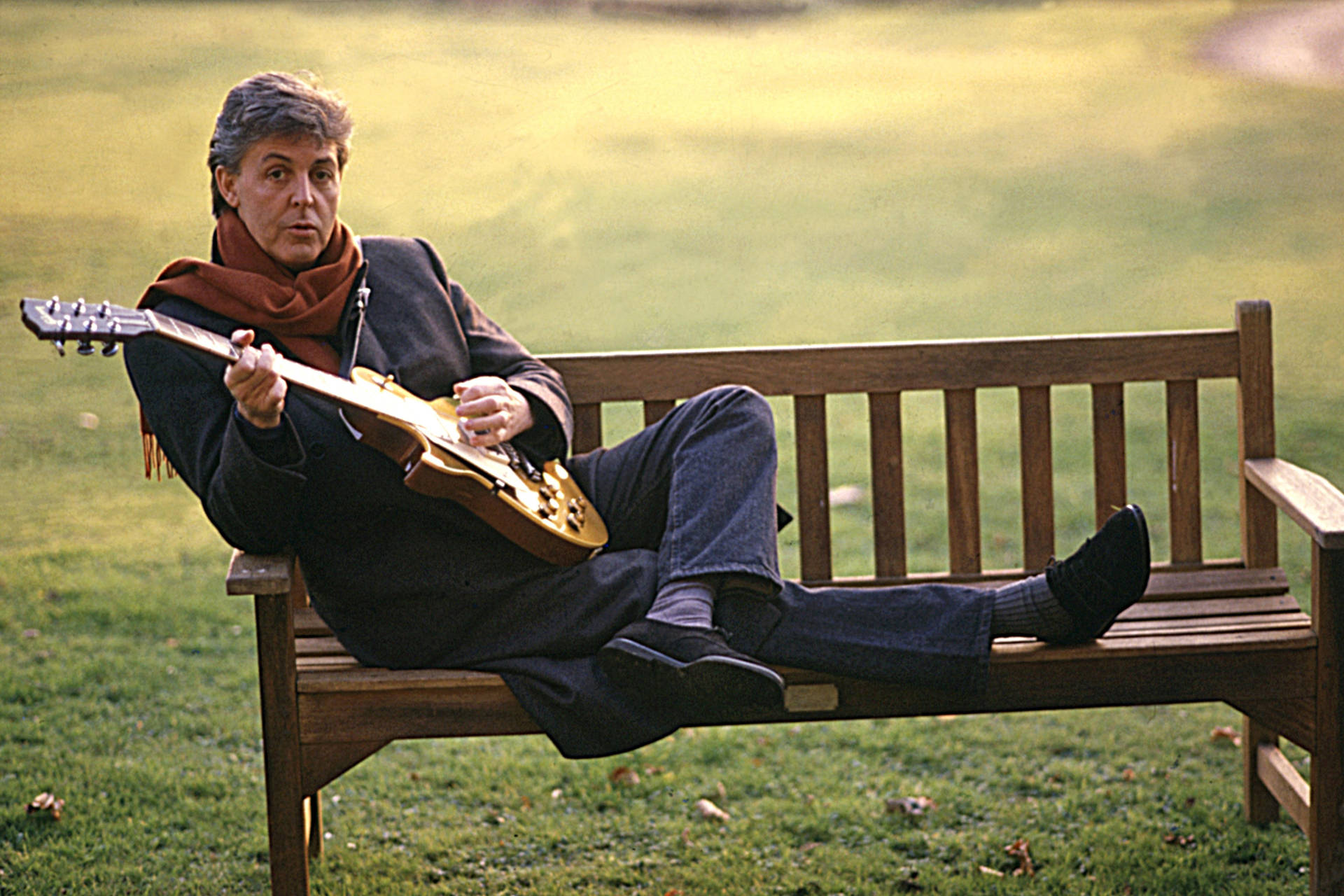 Paul McCartney Guitar Bench Wallpaper