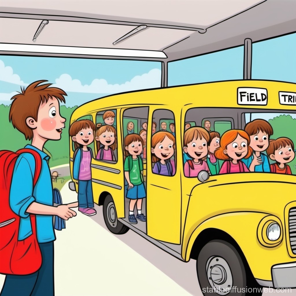 Cartoon Field Trip Adventure. Stable