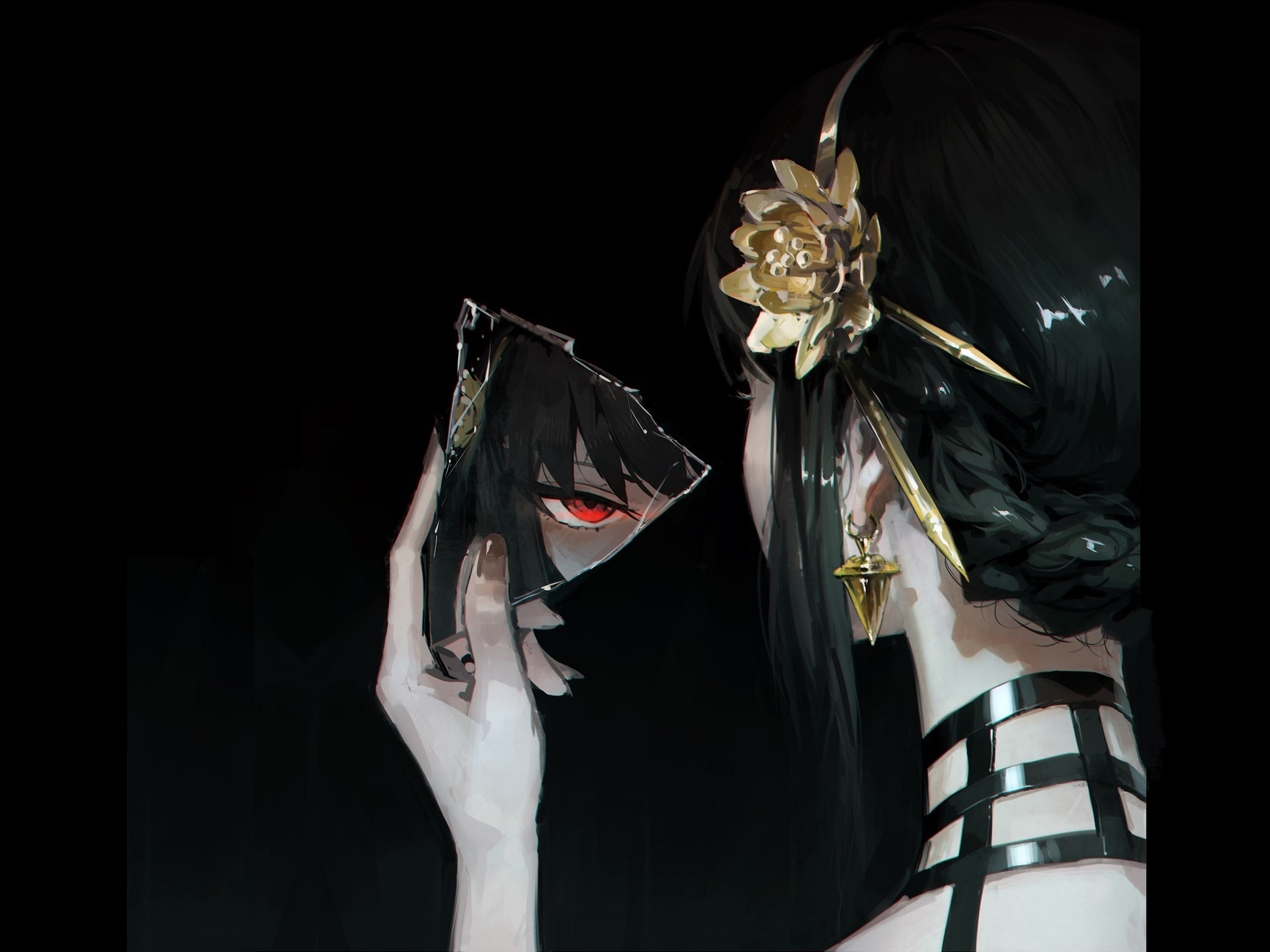 Wallpaper red eye, in the dark, mirror