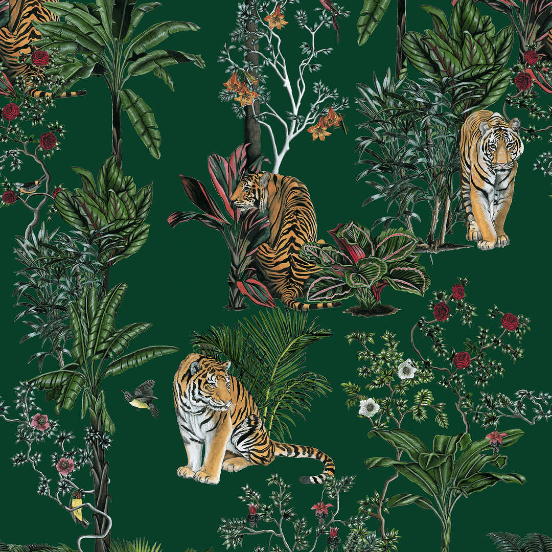Tiger Tropics in Dark Green Temporary