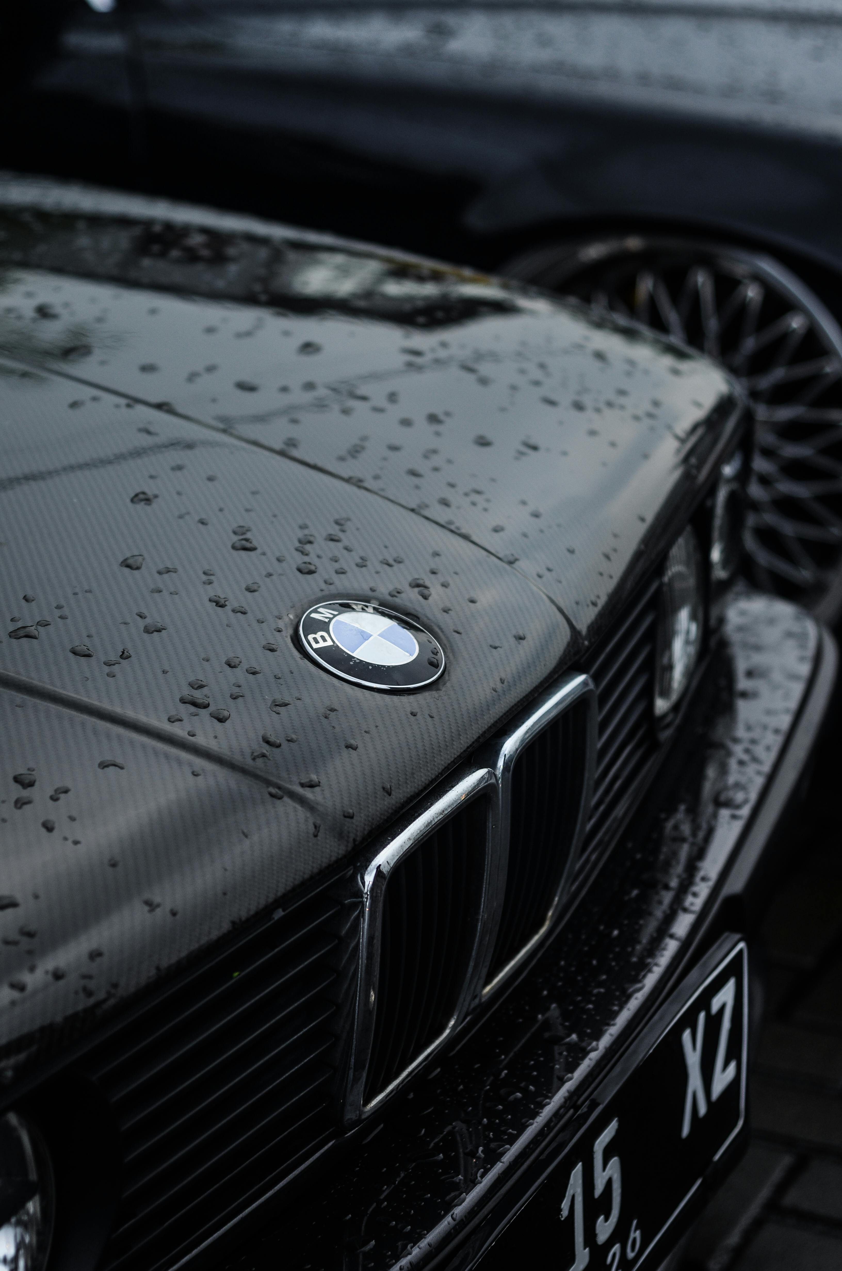 Close Up Shot Of Black BMW Car With