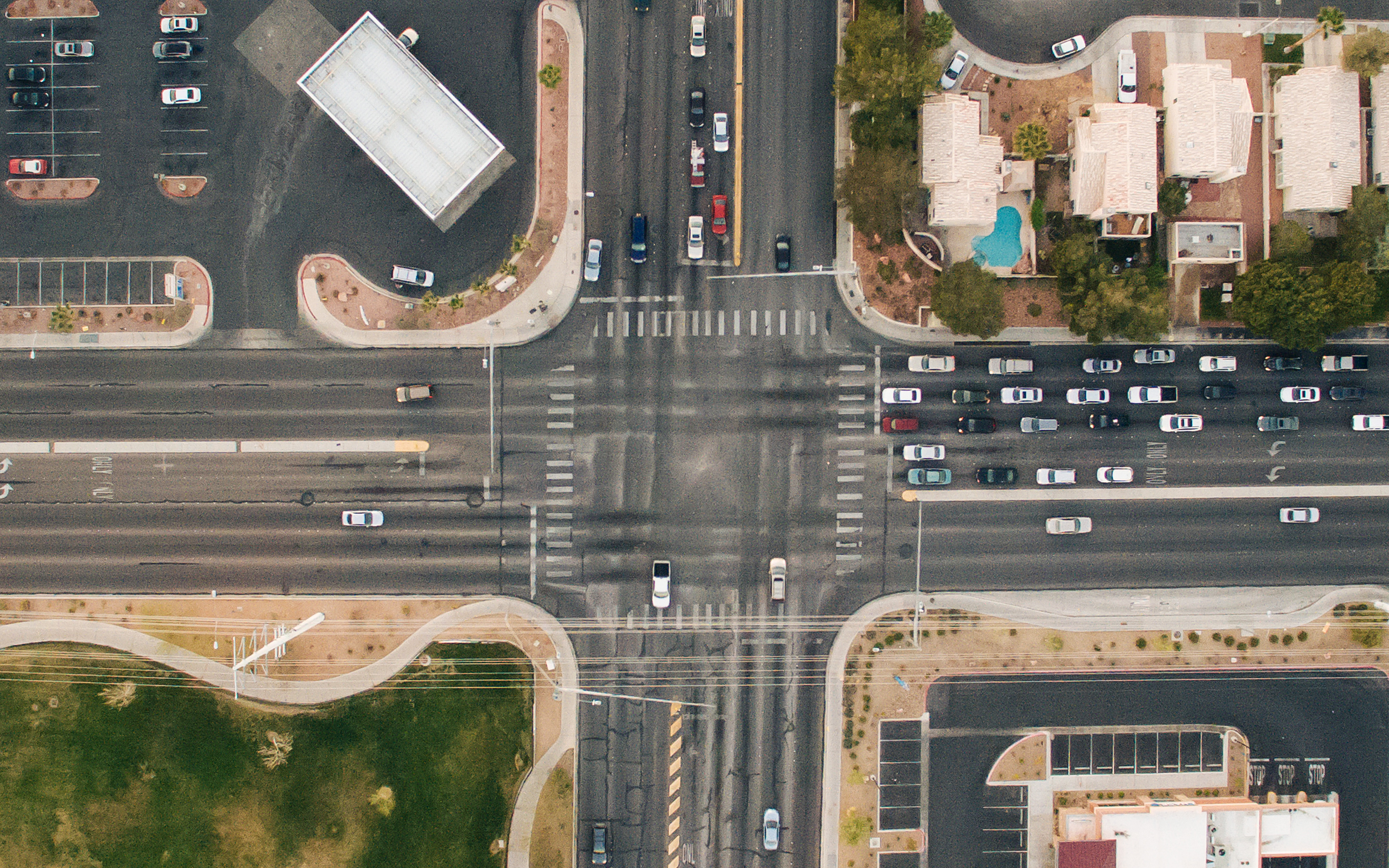 Bird Eye View City Street Cross