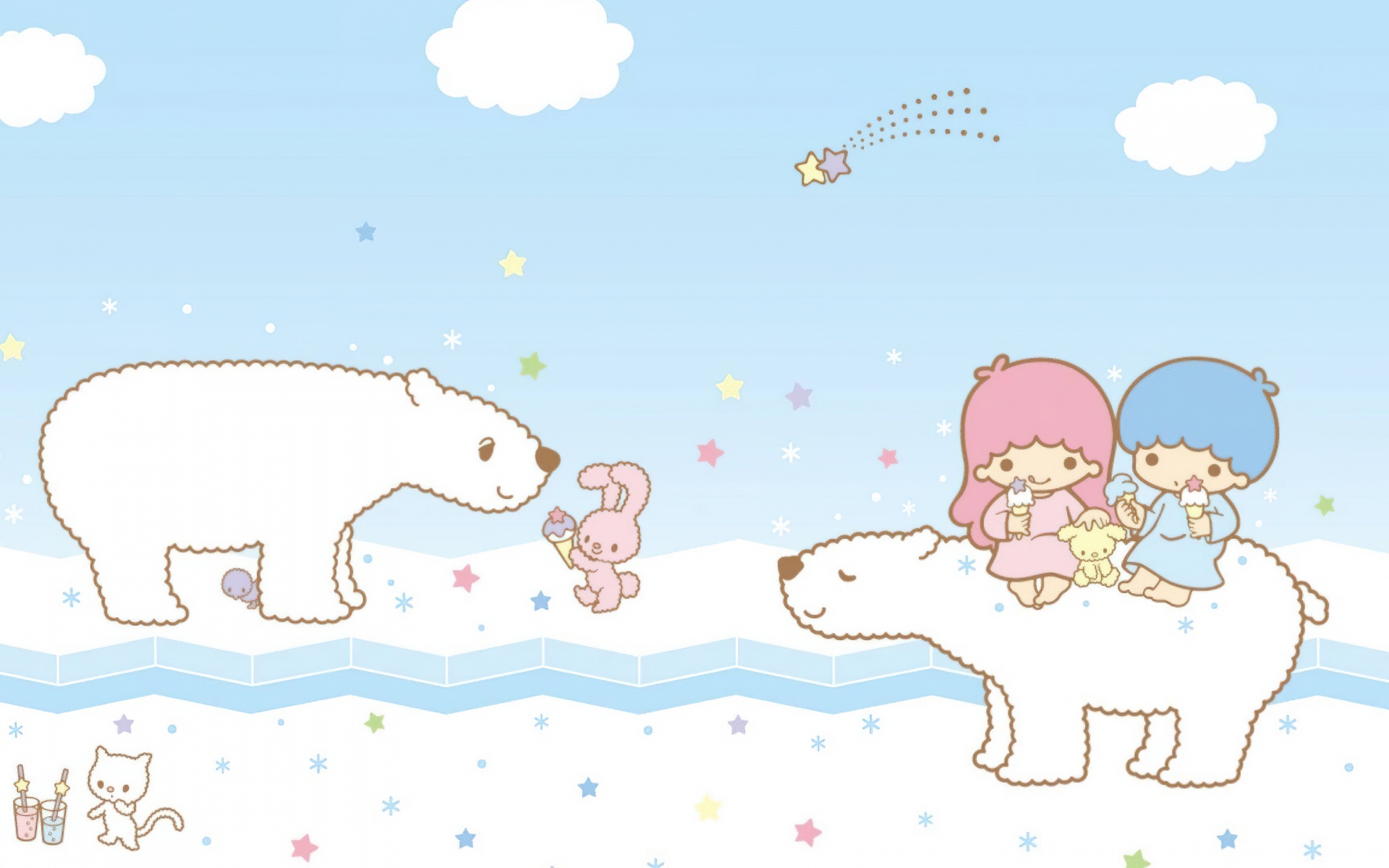 Little Twin Stars Wallpaper 4K, Polar