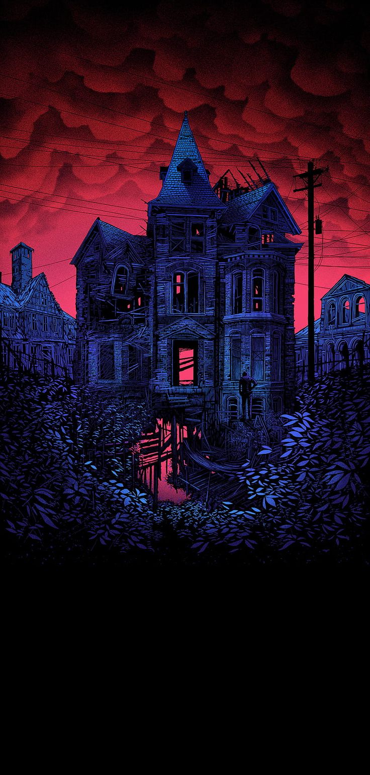 Haunted house, cartoon, HD phone wallpaper