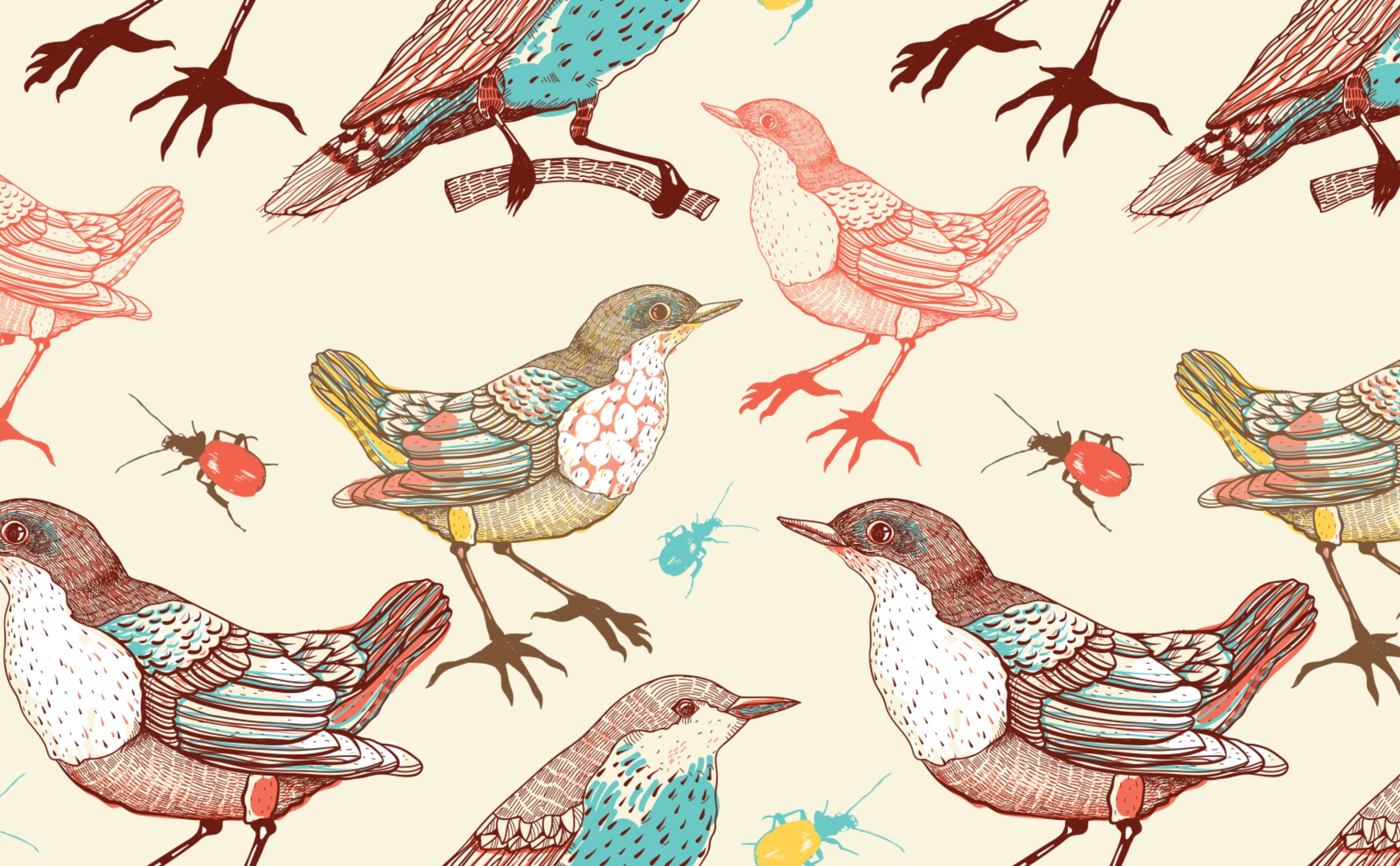 Pastel Birds Wallpaper for Walls