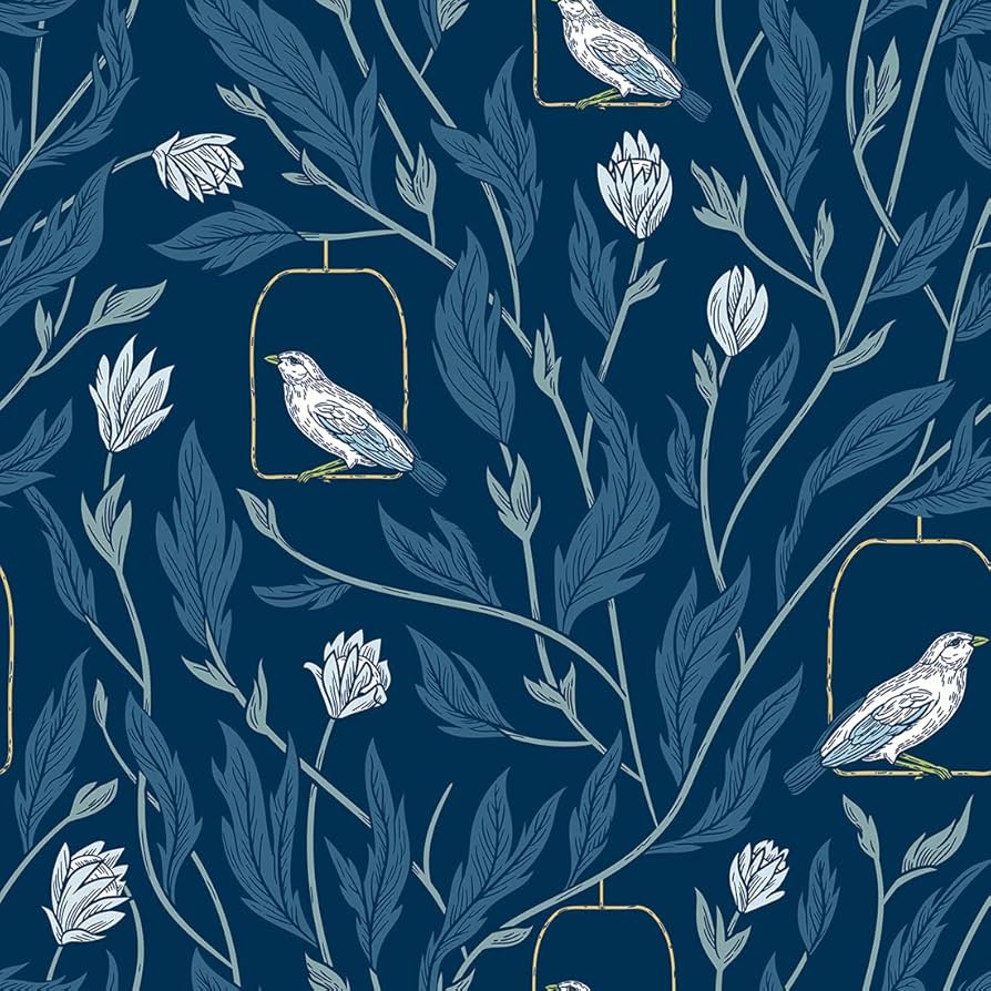 GLOW4U Navy Blue Birds Peel and Stick