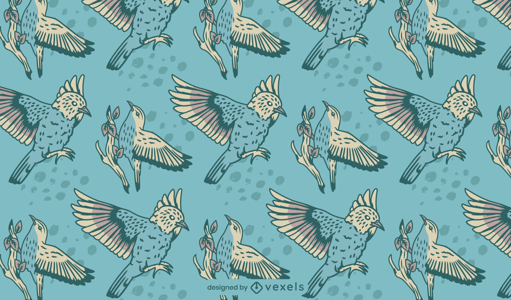 Vintage Birds Pattern Design Vector