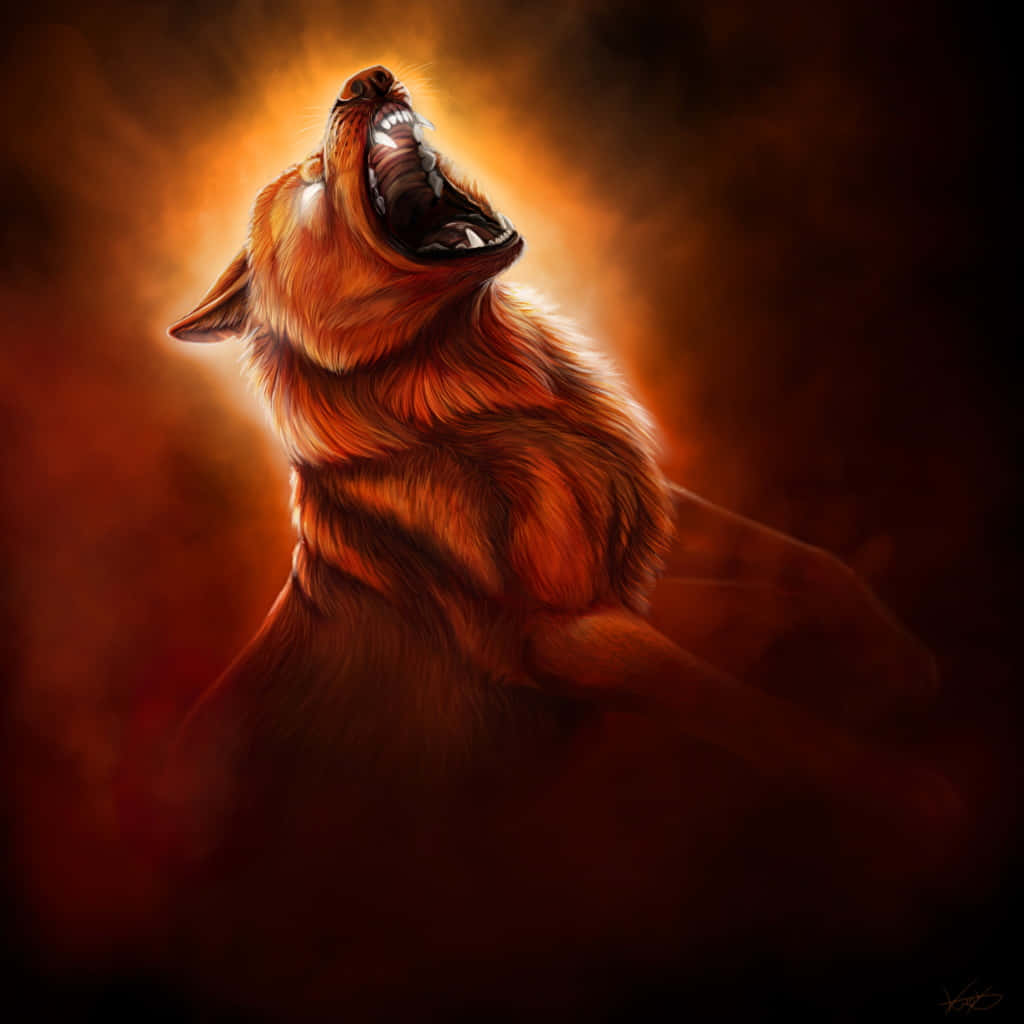 Angry Wolf in a Dark Forest Wallpaper