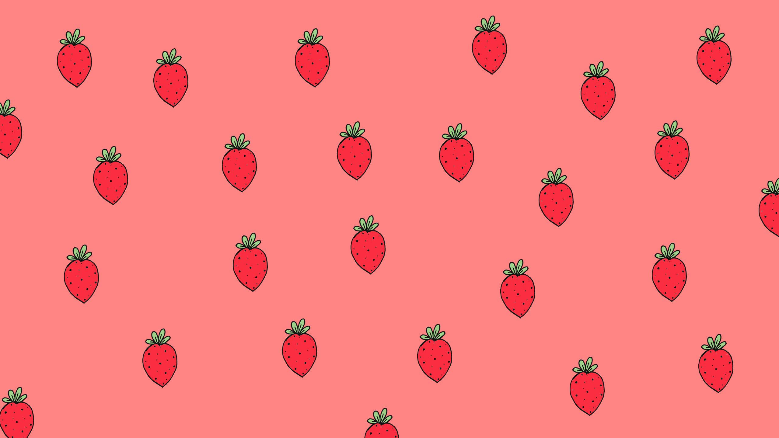 Pink Digital Drawing Strawberry Desktop