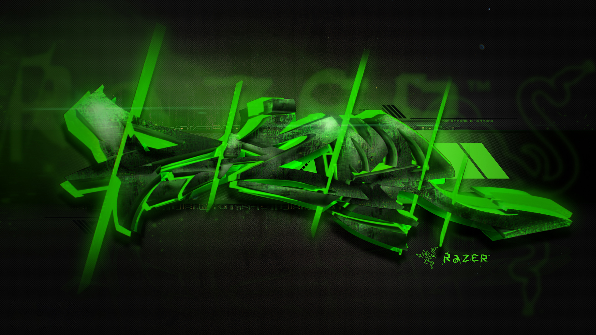 Wallpaper Green, Graffiti, Razer