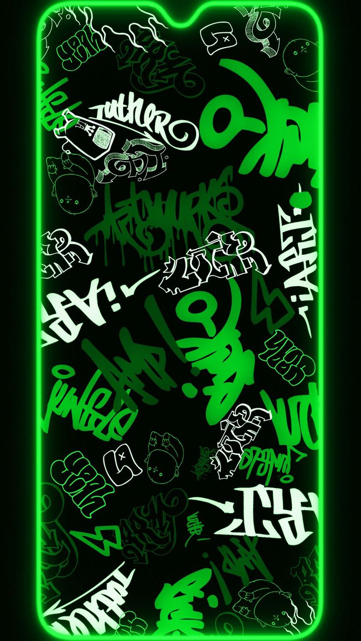 Wallpaper graffiti, frame, green