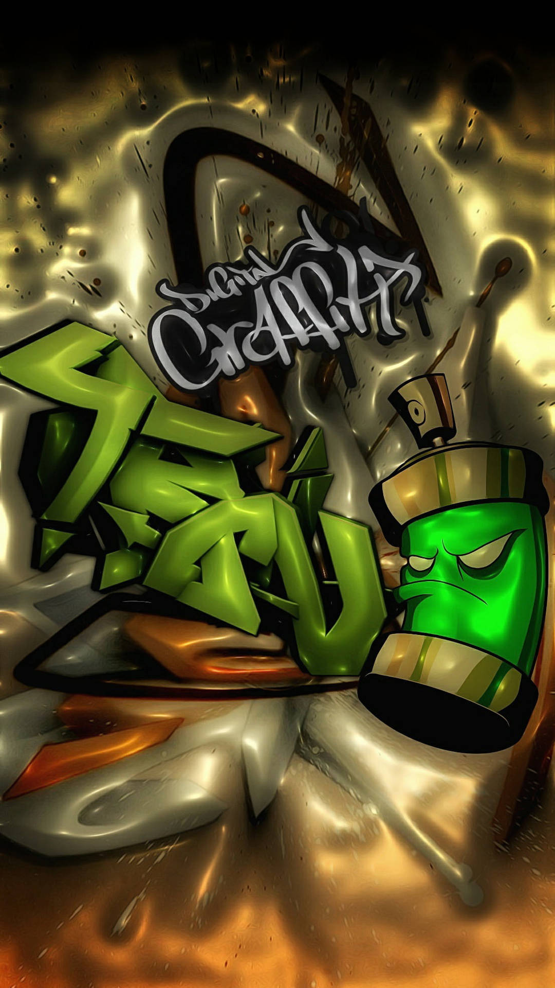 Download Slimy Green Wall Graffiti