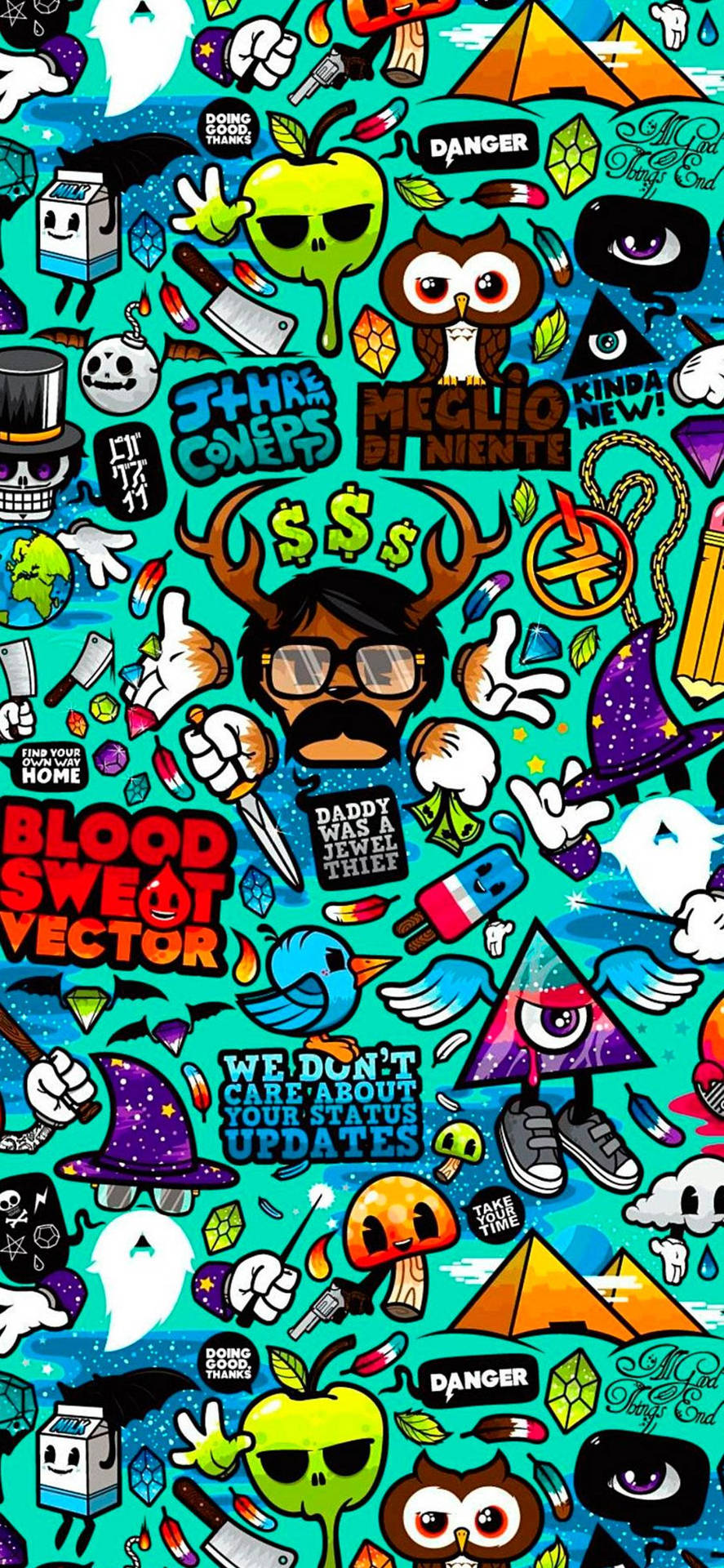 Mint Green Graffiti iPhone Wallpaper
