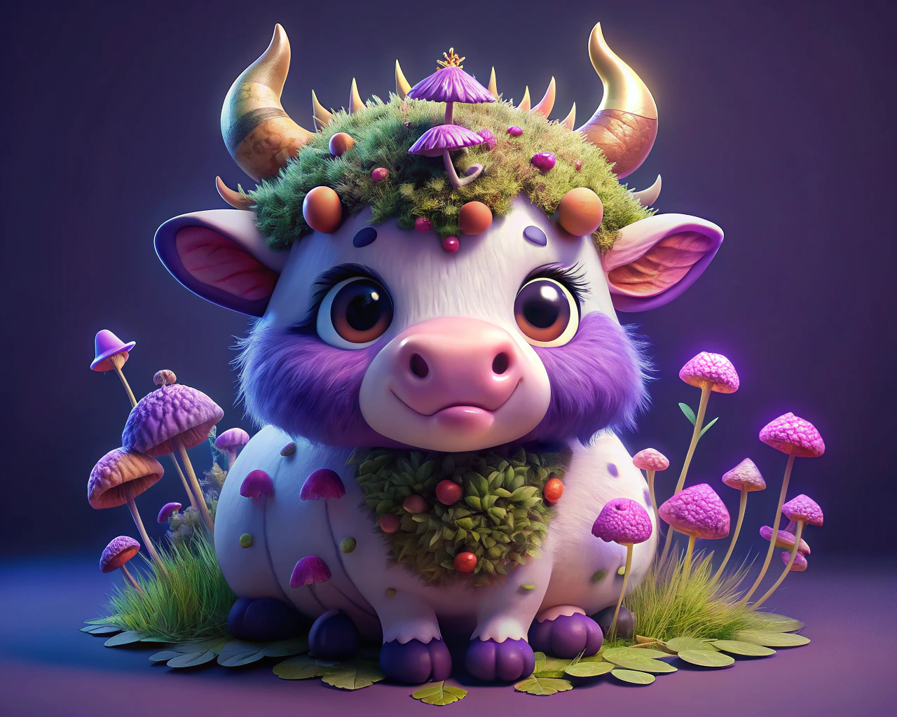 mushroom cow creature, mushroom cow