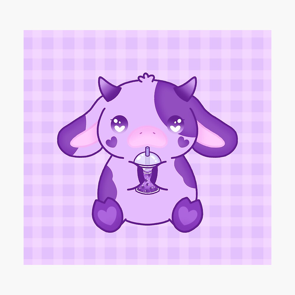 Purple Boba Cow Poster