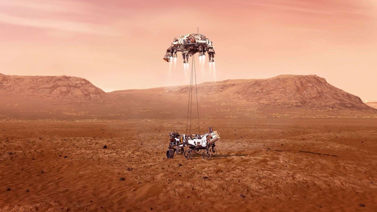 Perseverance rover after Mars landing