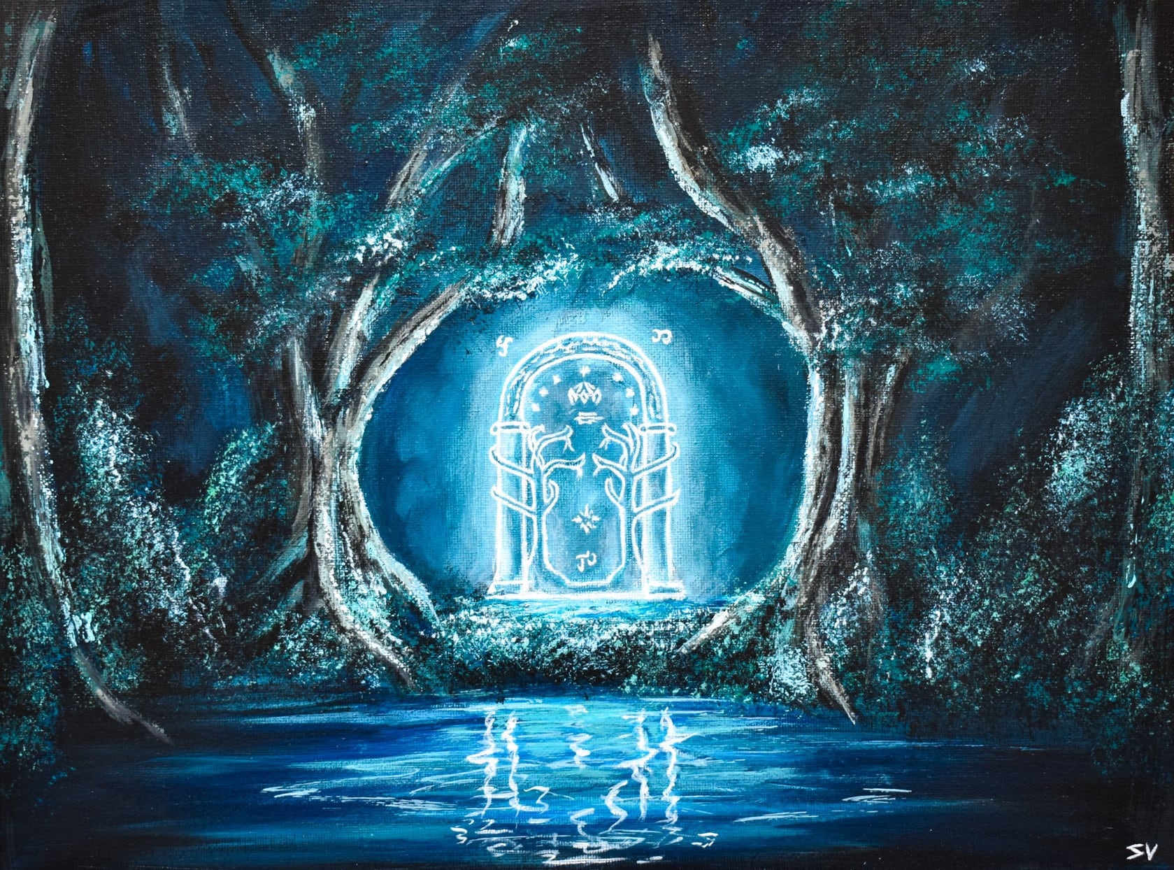 Hobbit Painting, Evenstar, Gollum