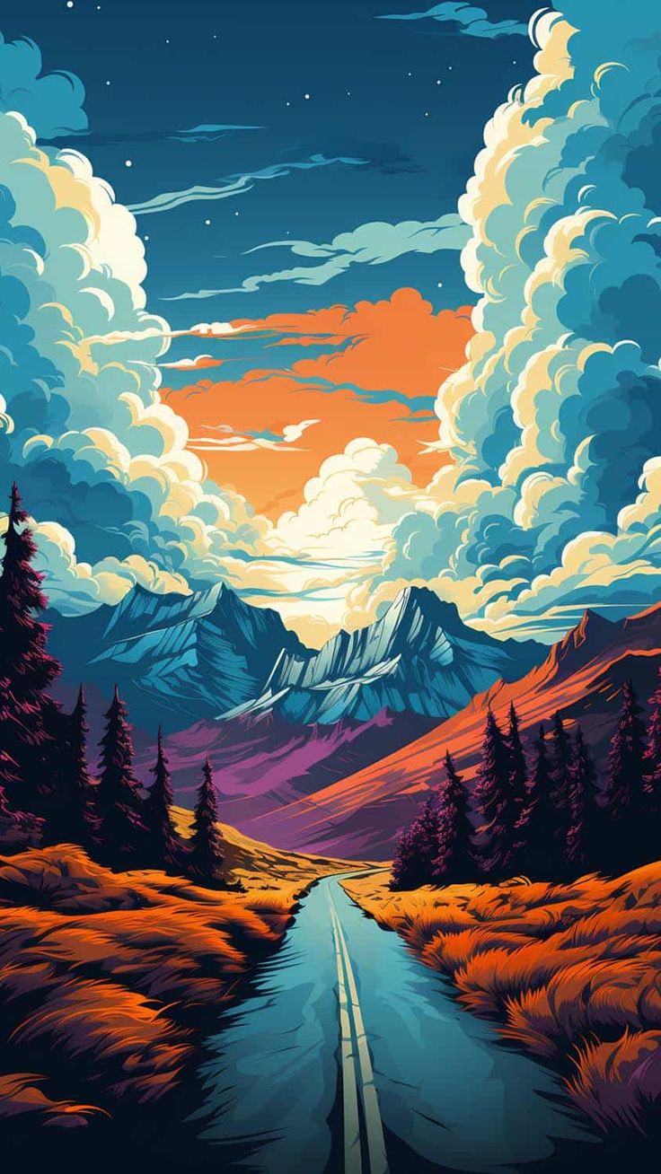 Cloudy Road Scenery iPhone Wallpaper 4K