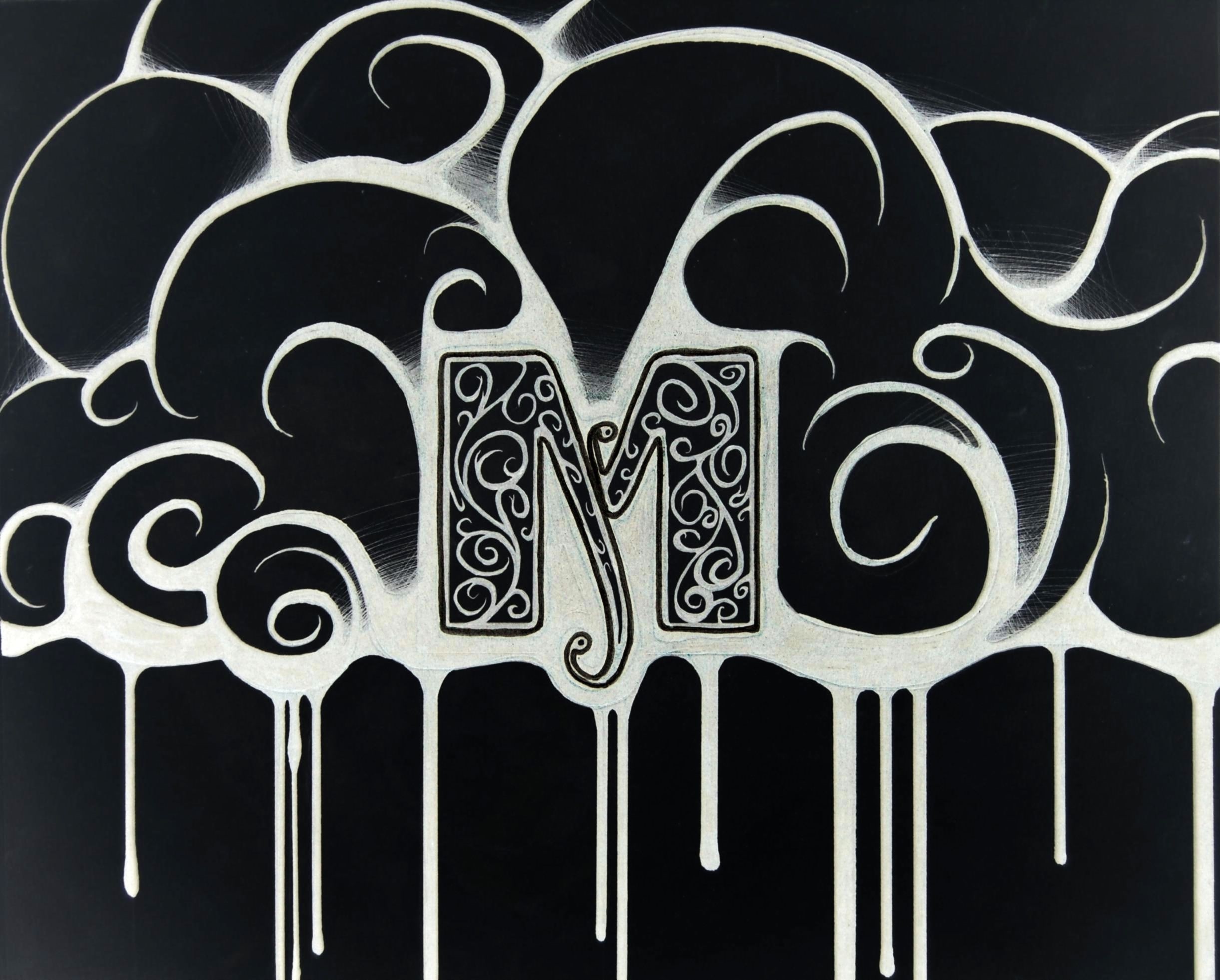 Wallpaper pattern, black, letter