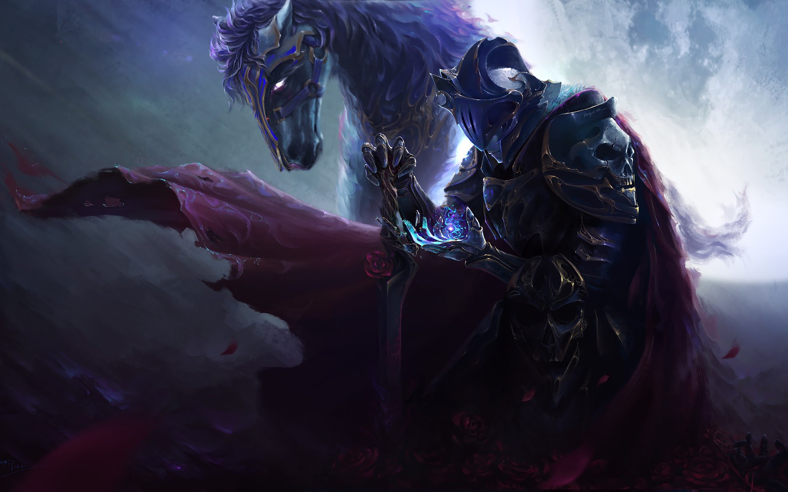 Dark Knight Warrior Sword Horse Fantasy