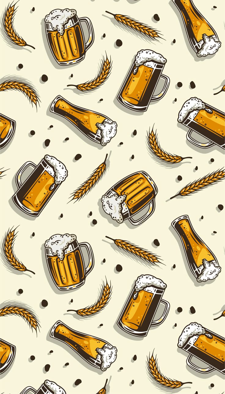 Seamless pattern wallpaper with beer