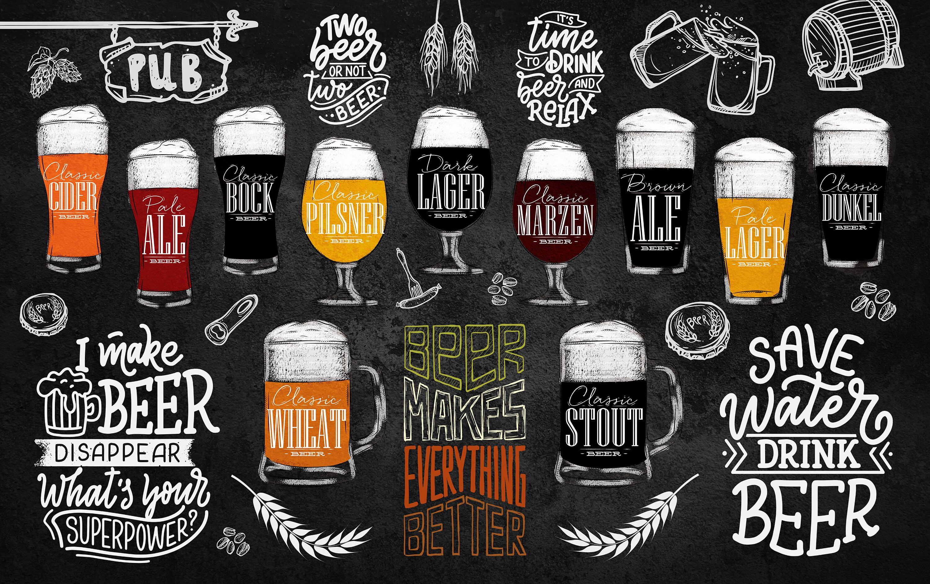Draft Beer Wallpaper Bar Wall