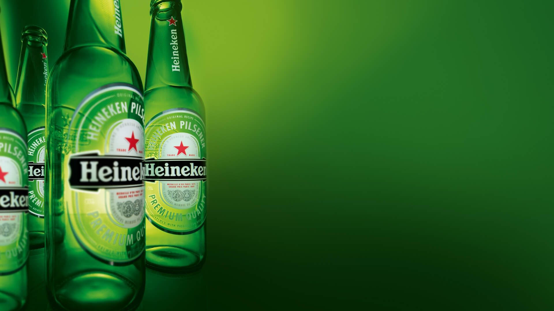 Refreshing Heineken Beer Bottles Lined