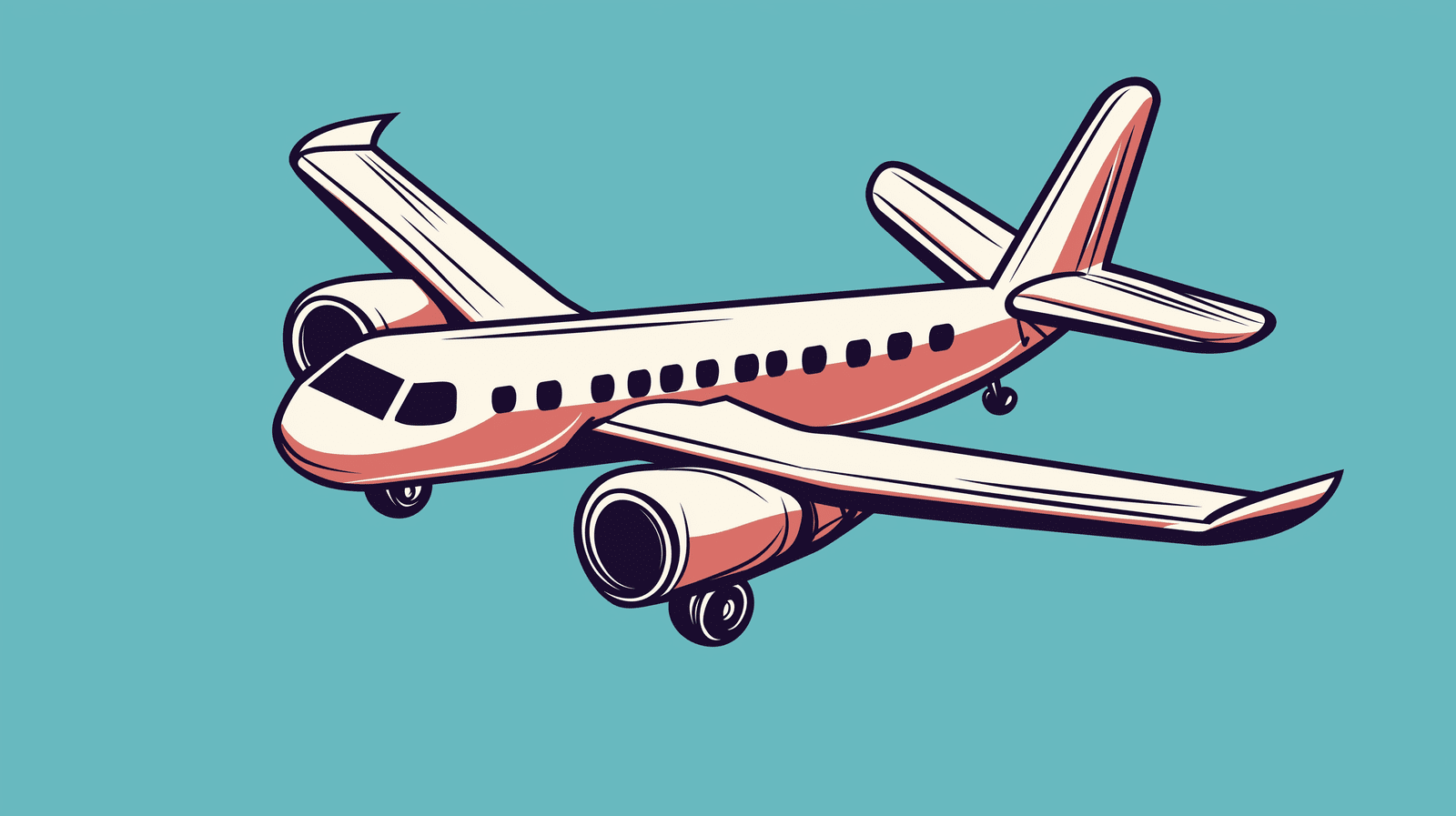 Mural Wallpaper airplane. Retro design