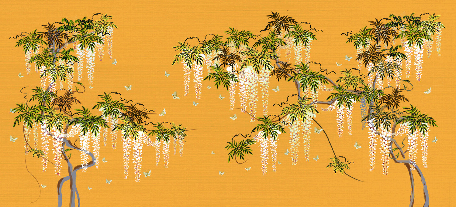 Wisteria Palace Embroidered Wallpaper