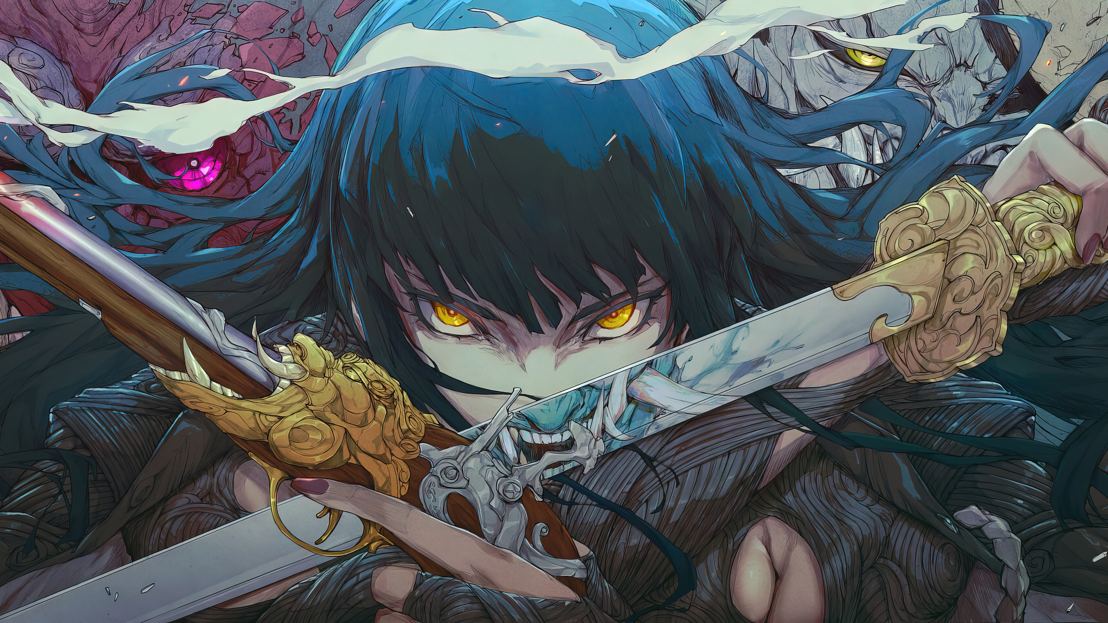 Anime Girl Fantasy Samurai Katana