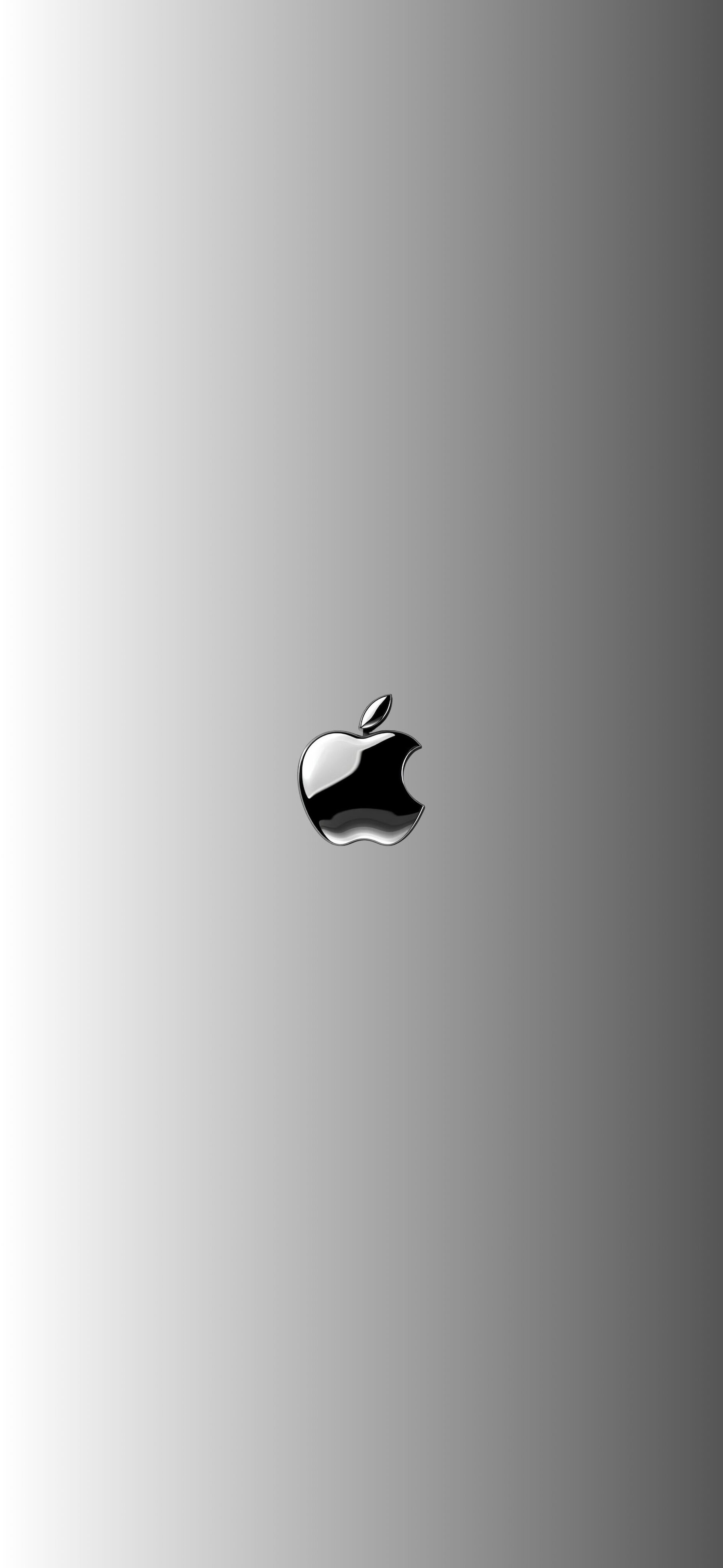 Free HD Apple Logo Grey On Wallpaper