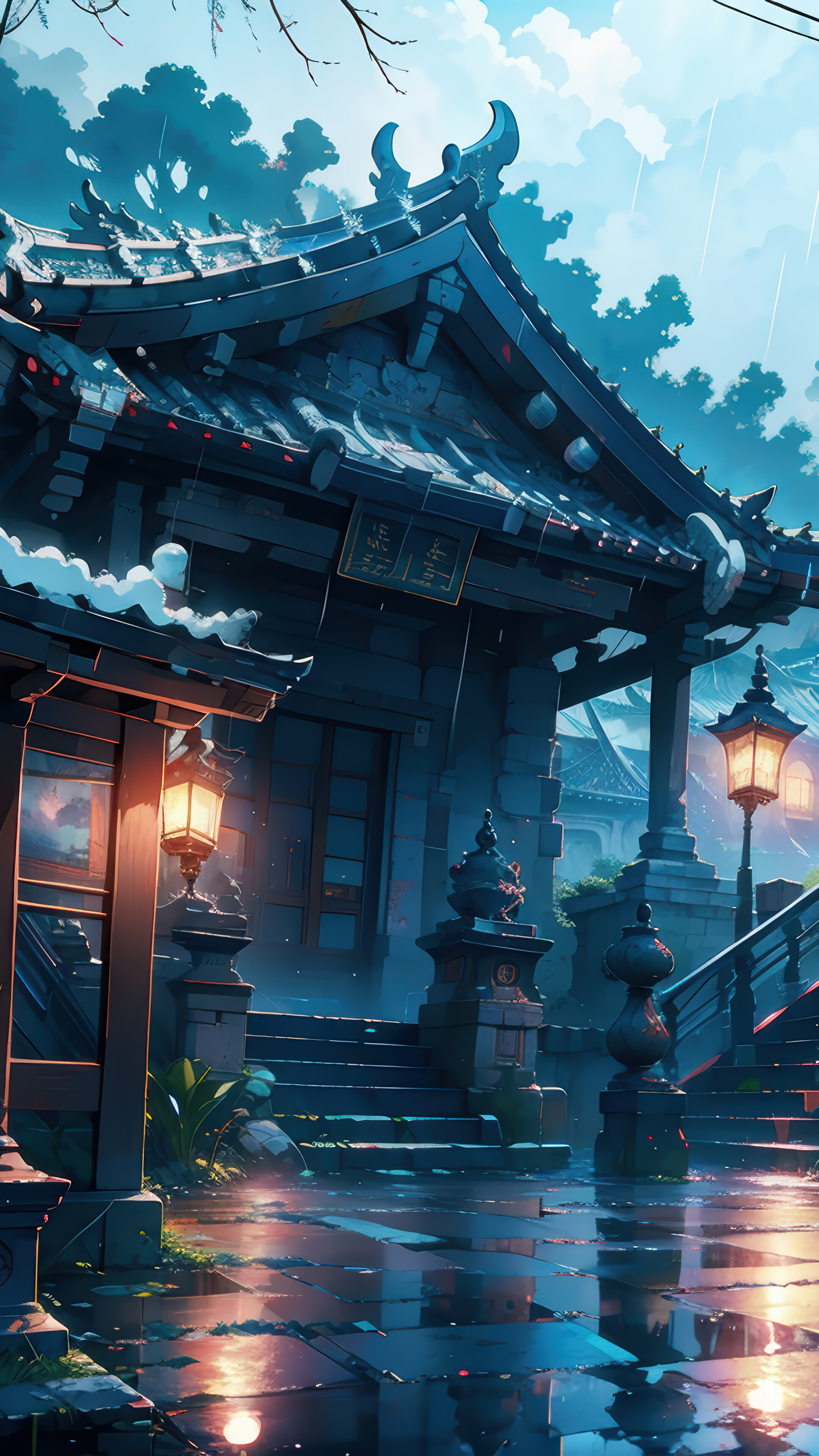 Japanese House Anime Art 4K Wallpaper