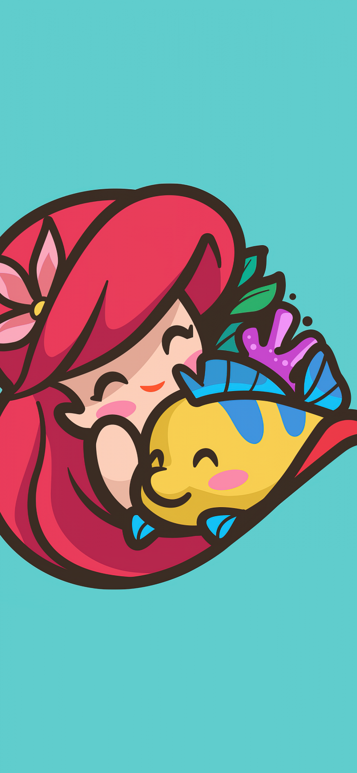 Cute Mermaid Wallpaper 4K, Flounder