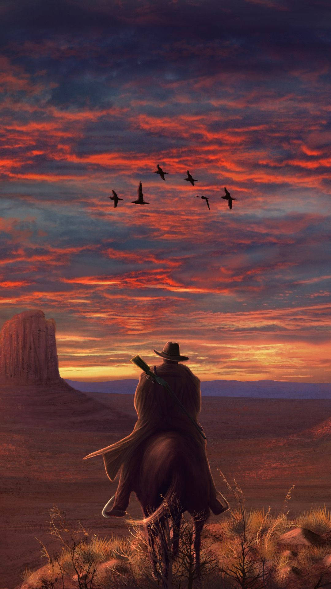 Red Dead iPhone Sunset And Birds
