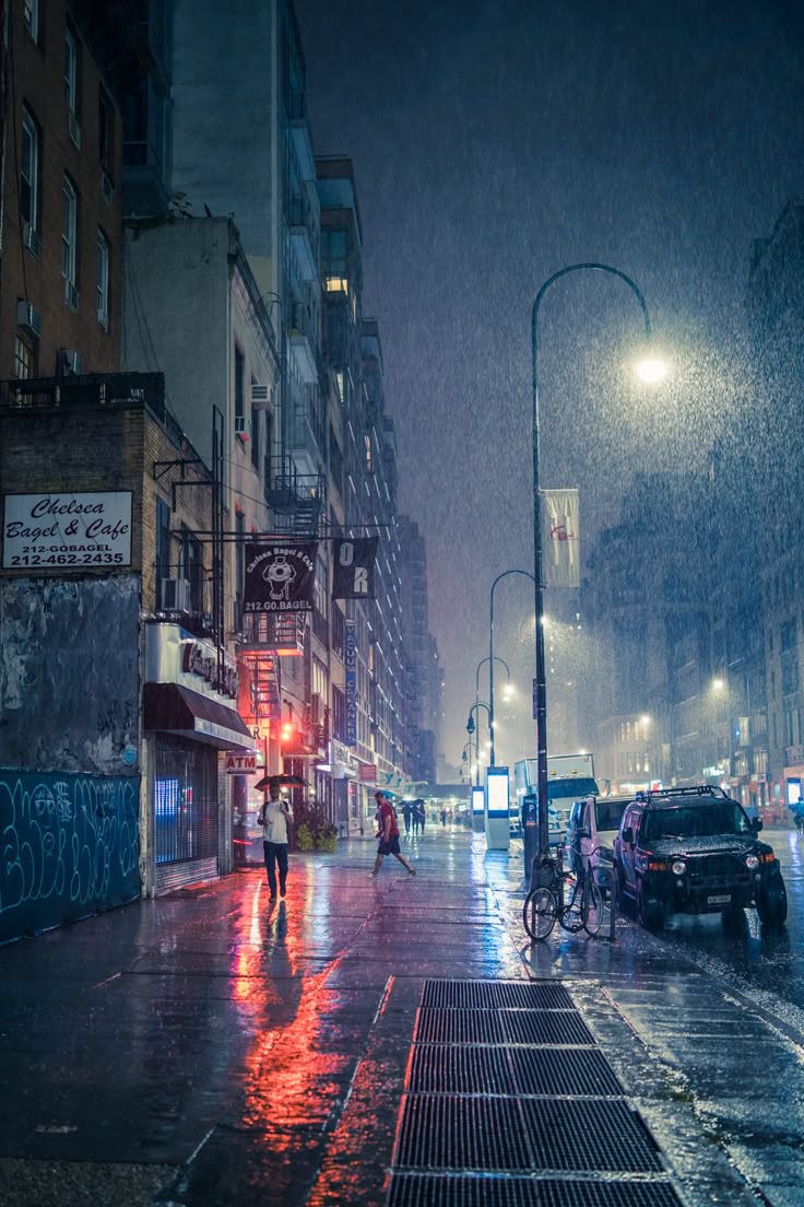 New York in the Rain. City rain, Rainy