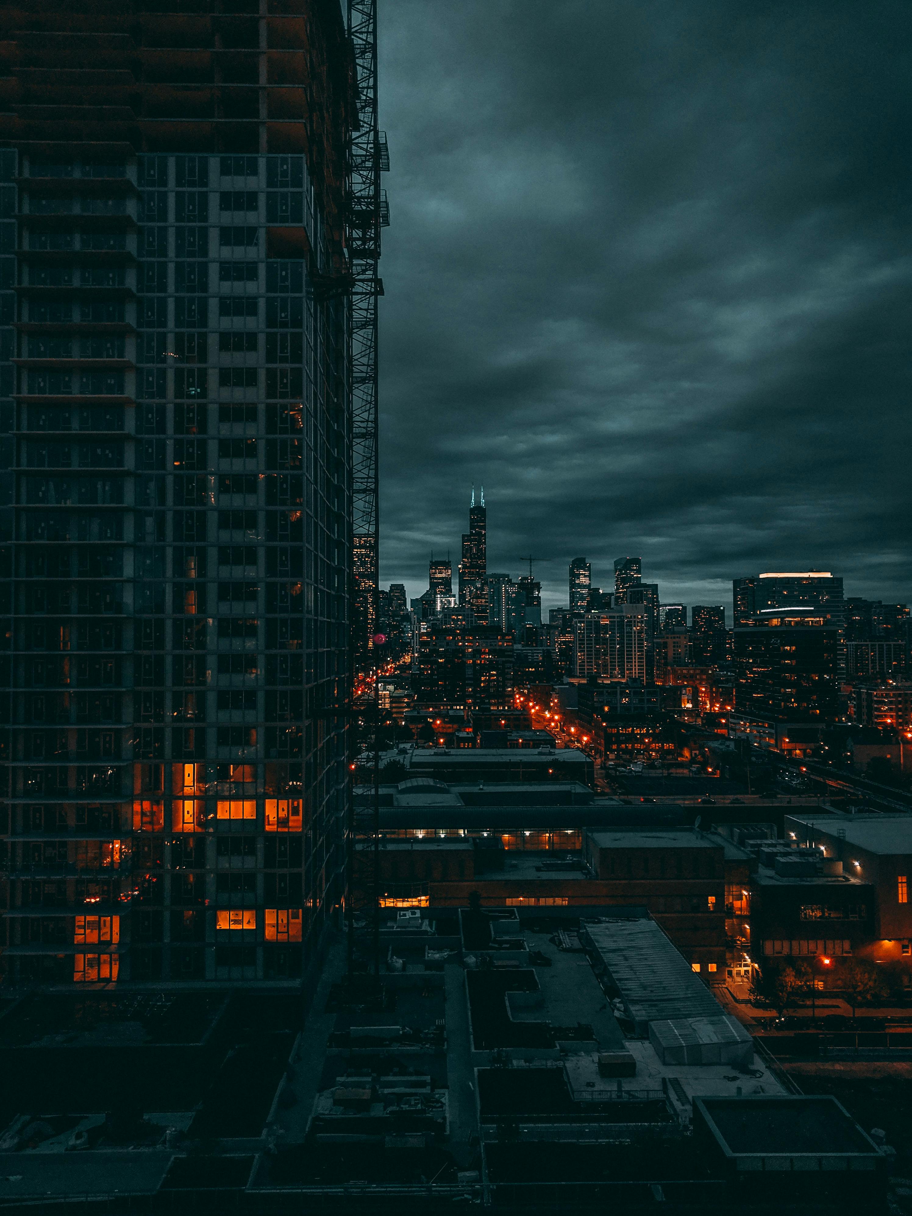 Rain Clouds over City at Night · Free