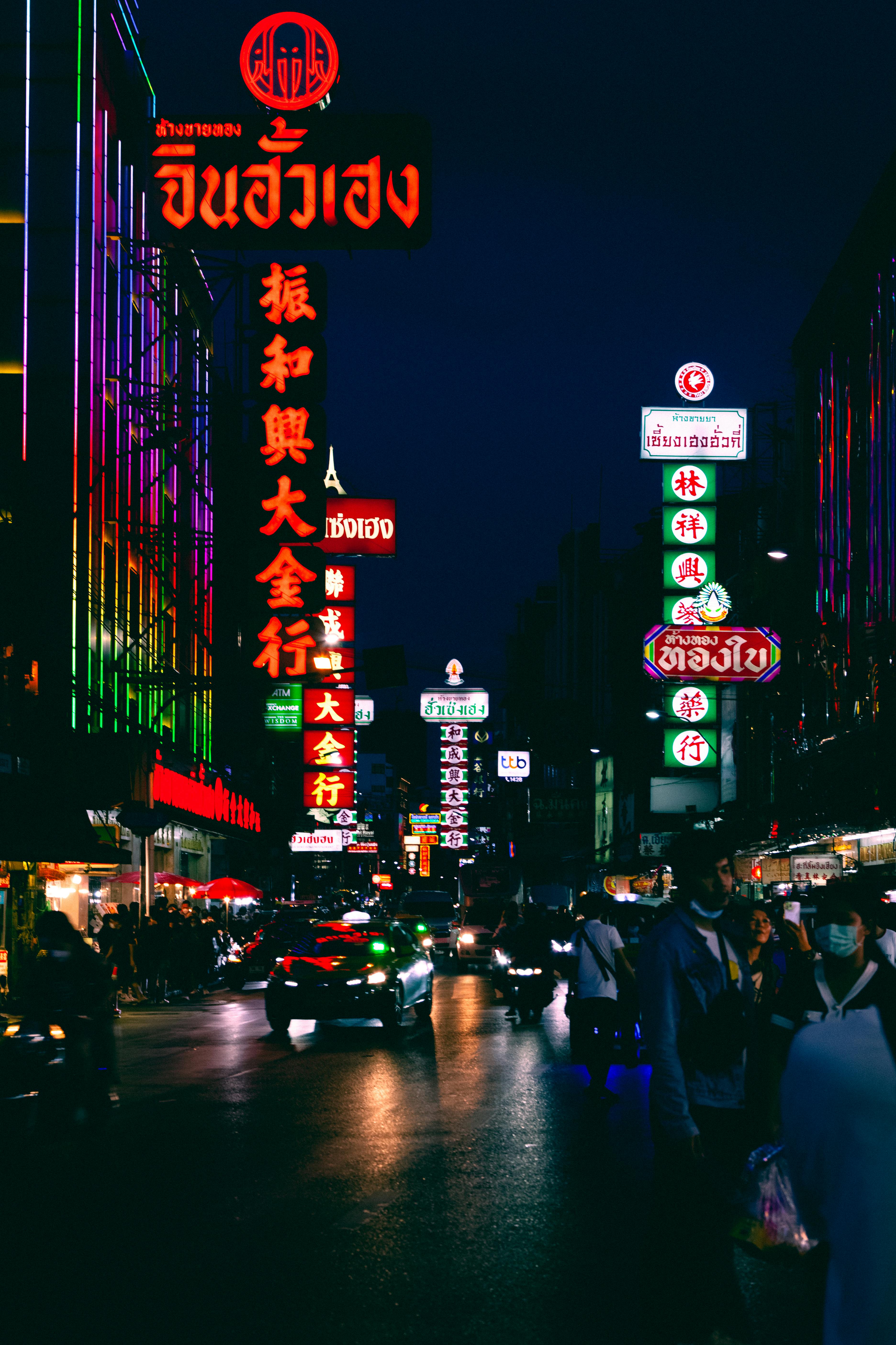 Yaowarat Road in Bangkok, Thailand at