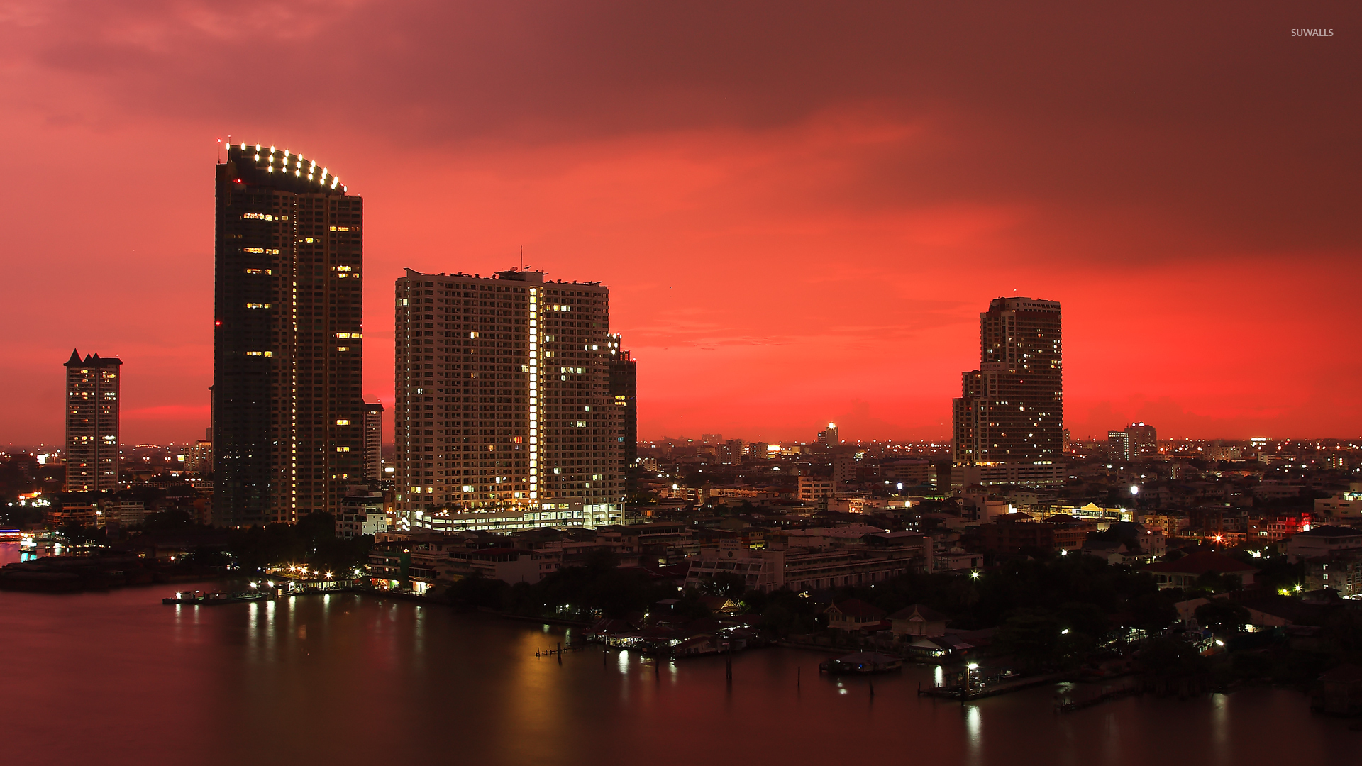 Red sunset over Bangkok wallpaper wallpaper