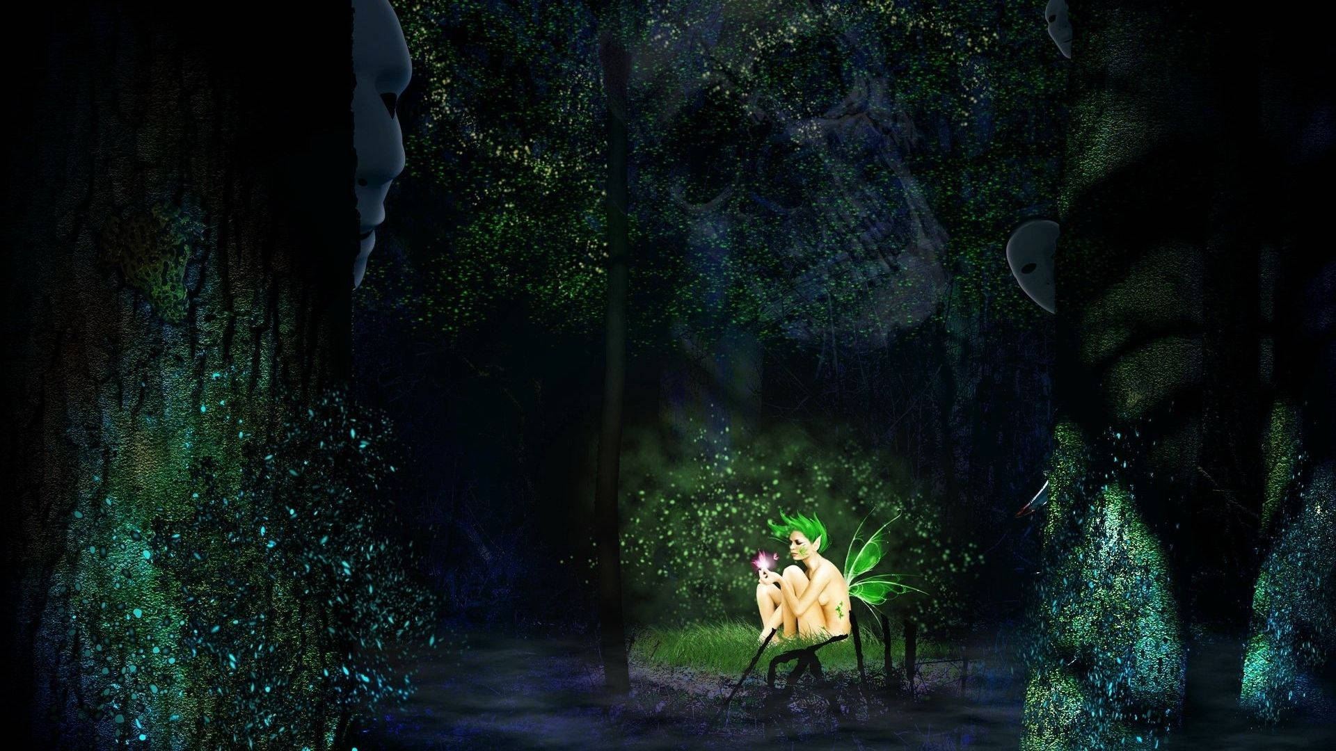 Green Haired Fairy Aesthetic Wallpaper