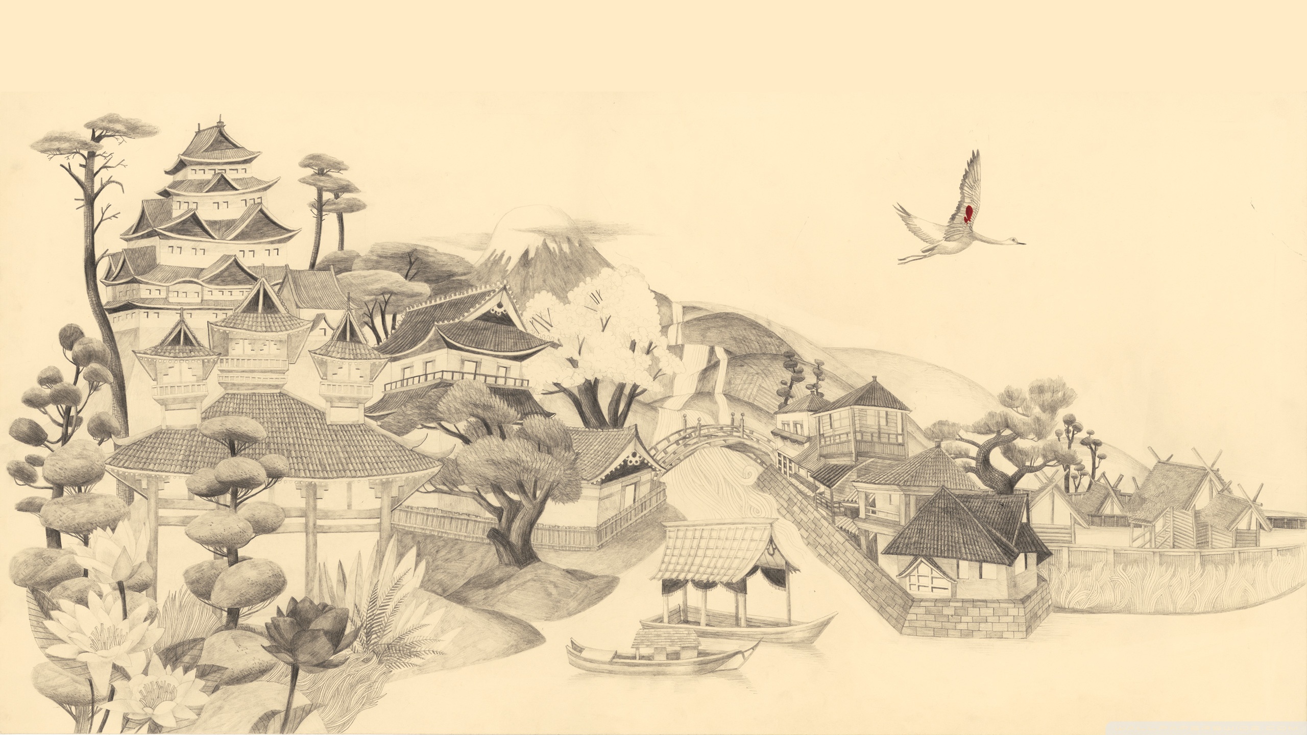 Japanese Drawing 4K UHD Wallpaper