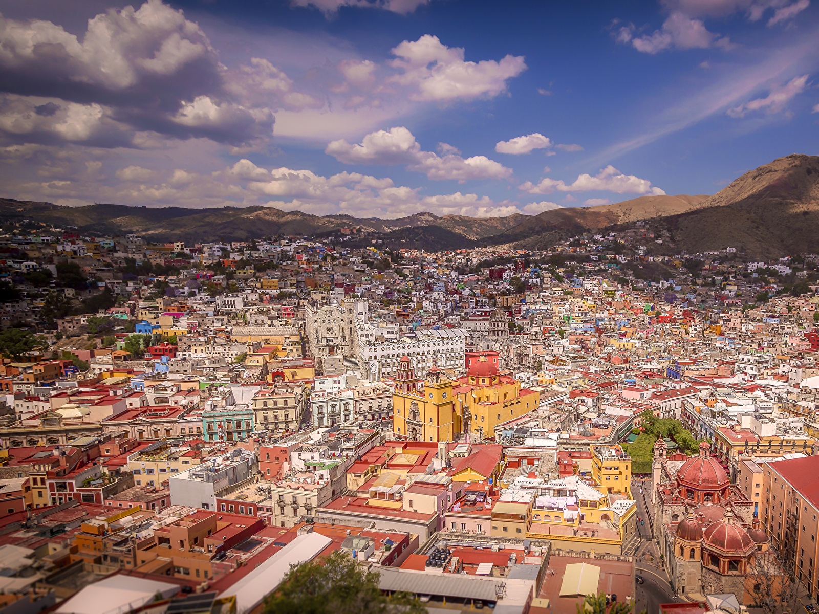 Desktop Wallpaper Mexico Guanajuato Roof Hill Cities 1600x1200