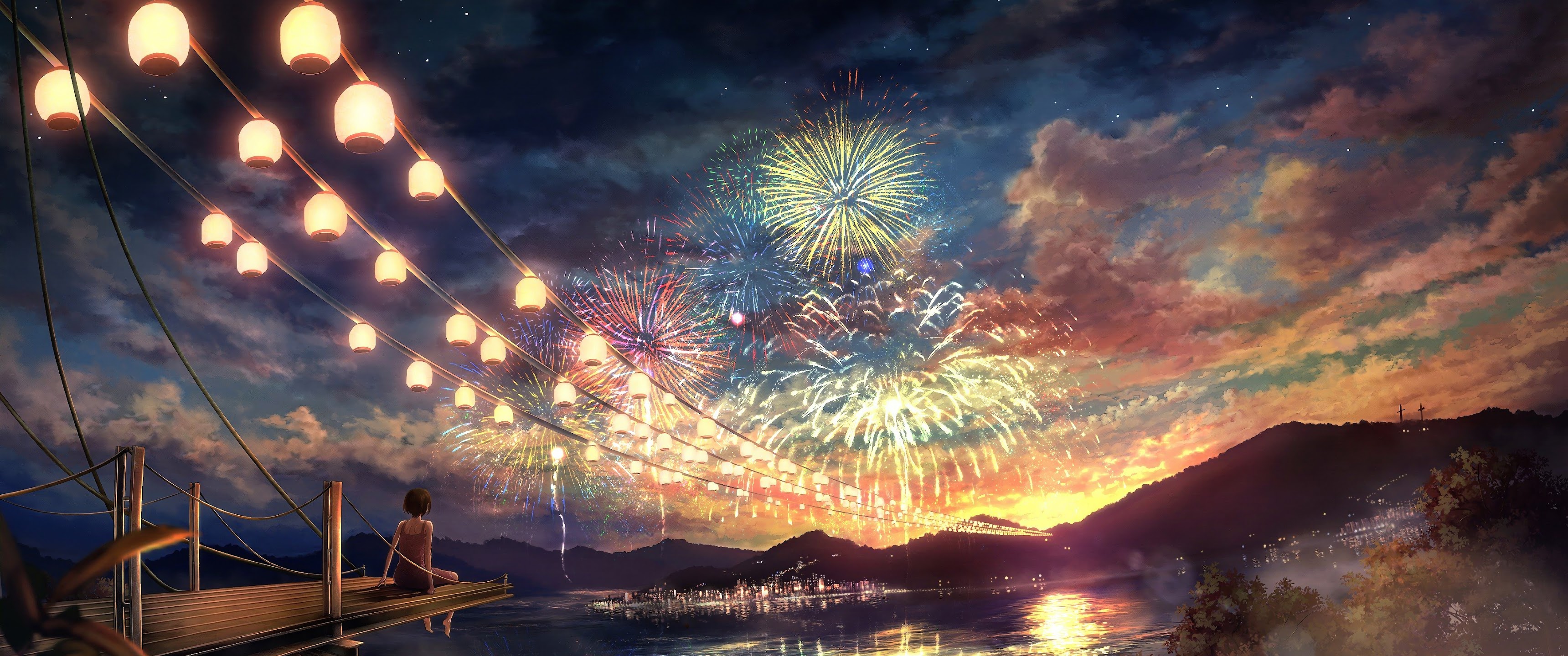 Anime Fireworks Festival Scenery