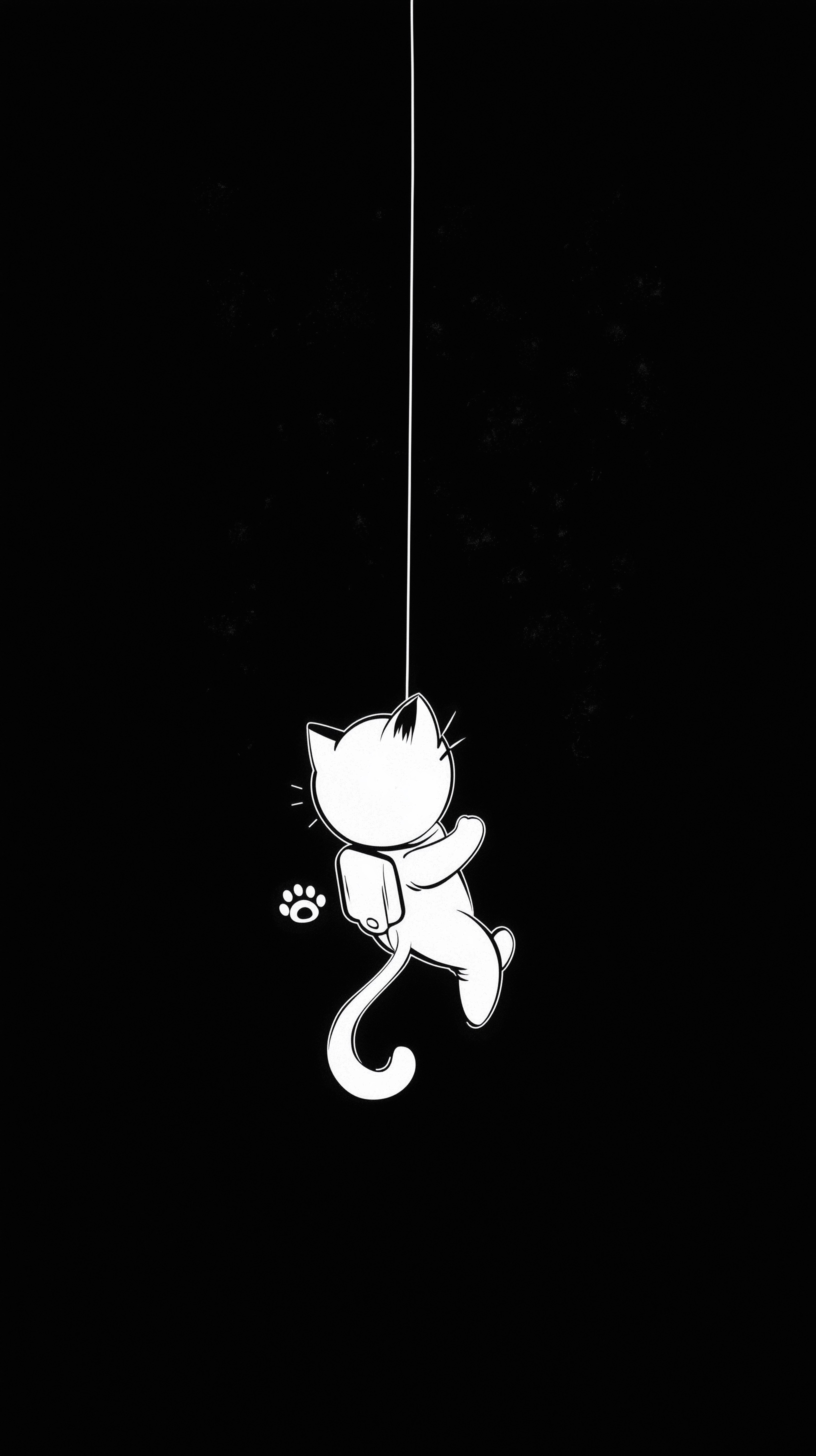Minimalist Astronaut Cat: Black & White