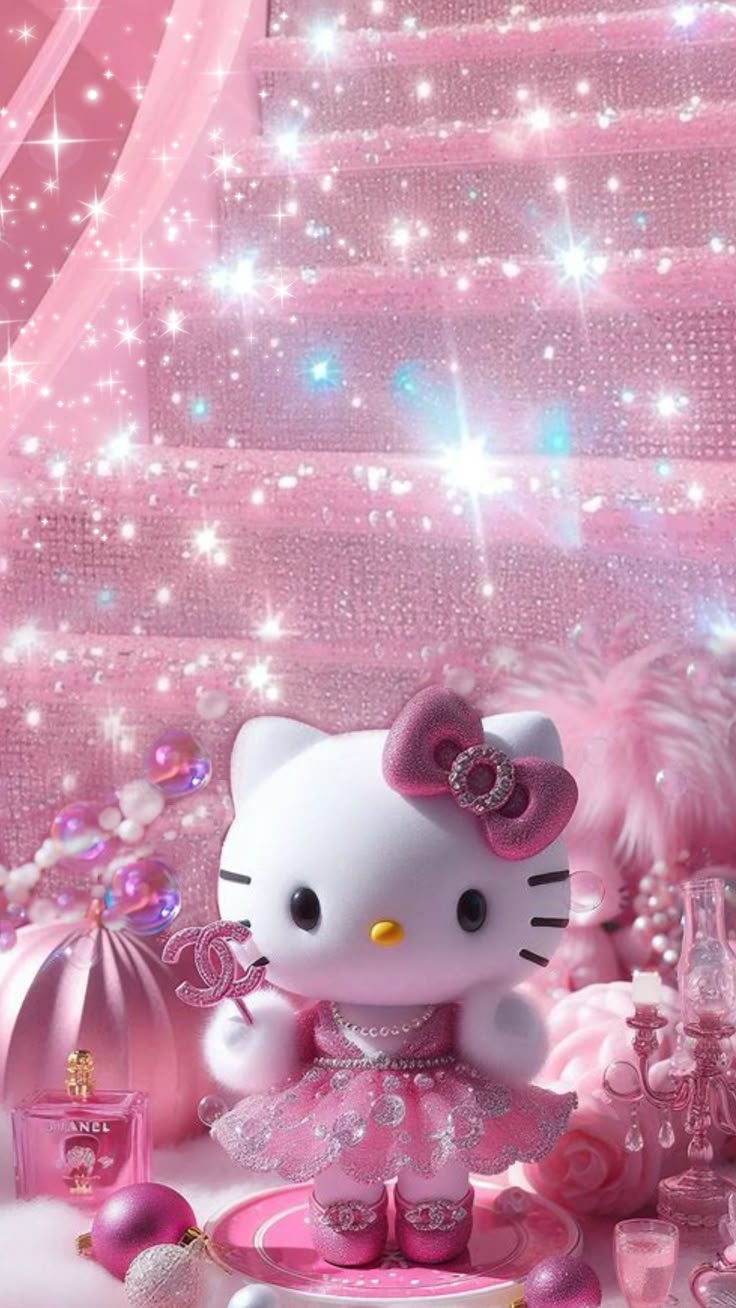 Pink wallpaper hello kitty