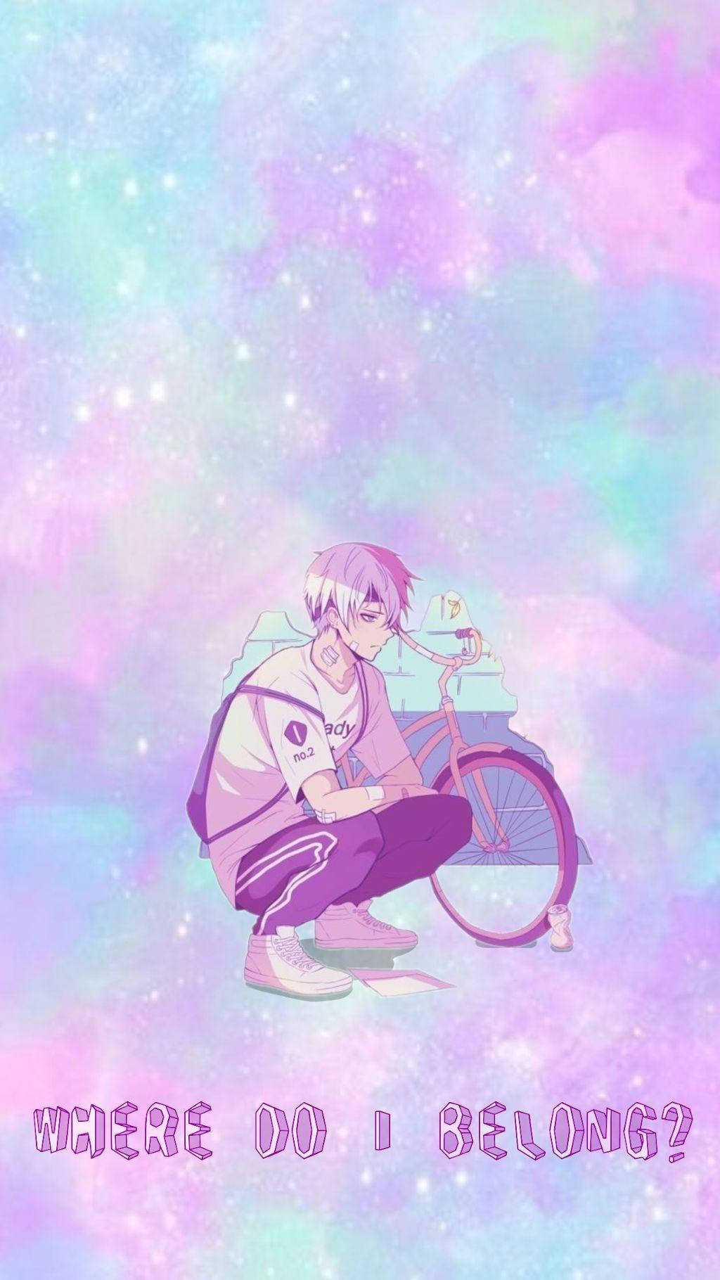 Aesthetic Anime Man With Bike Phone