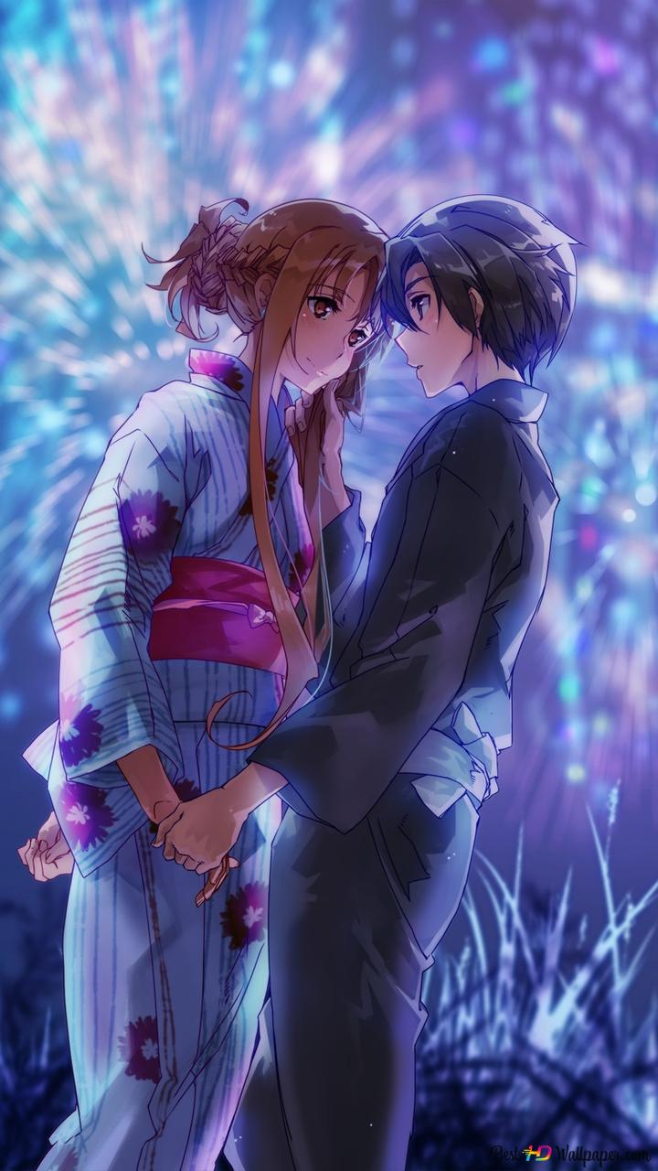 sword art online asuna kirito summer