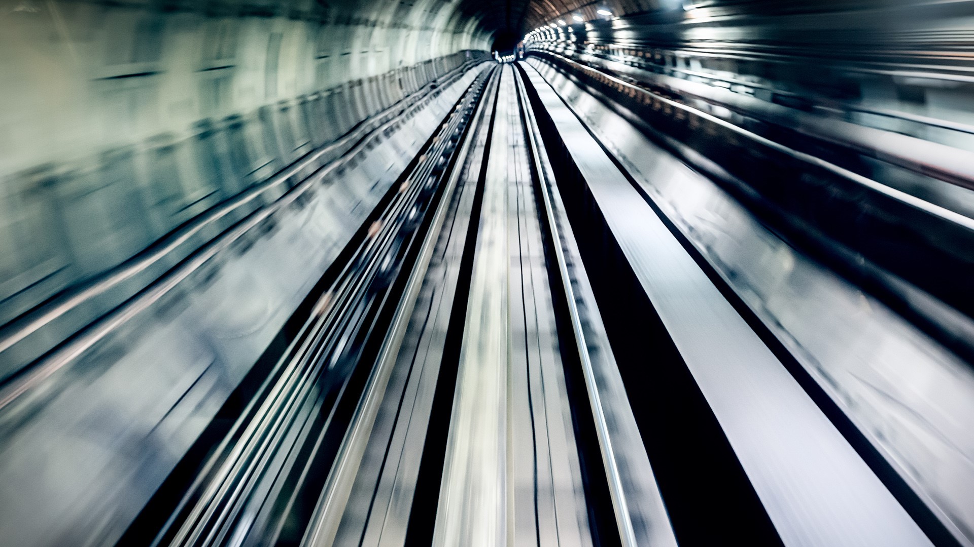 Real underground train tunnel, high