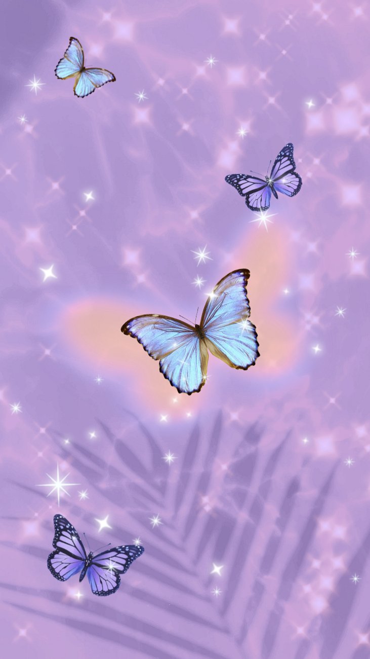 Purple glittery butterflies iPhone